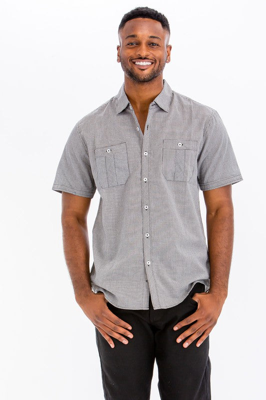 Mens Short Sleeve Button Down Shirt by BlakWardrob