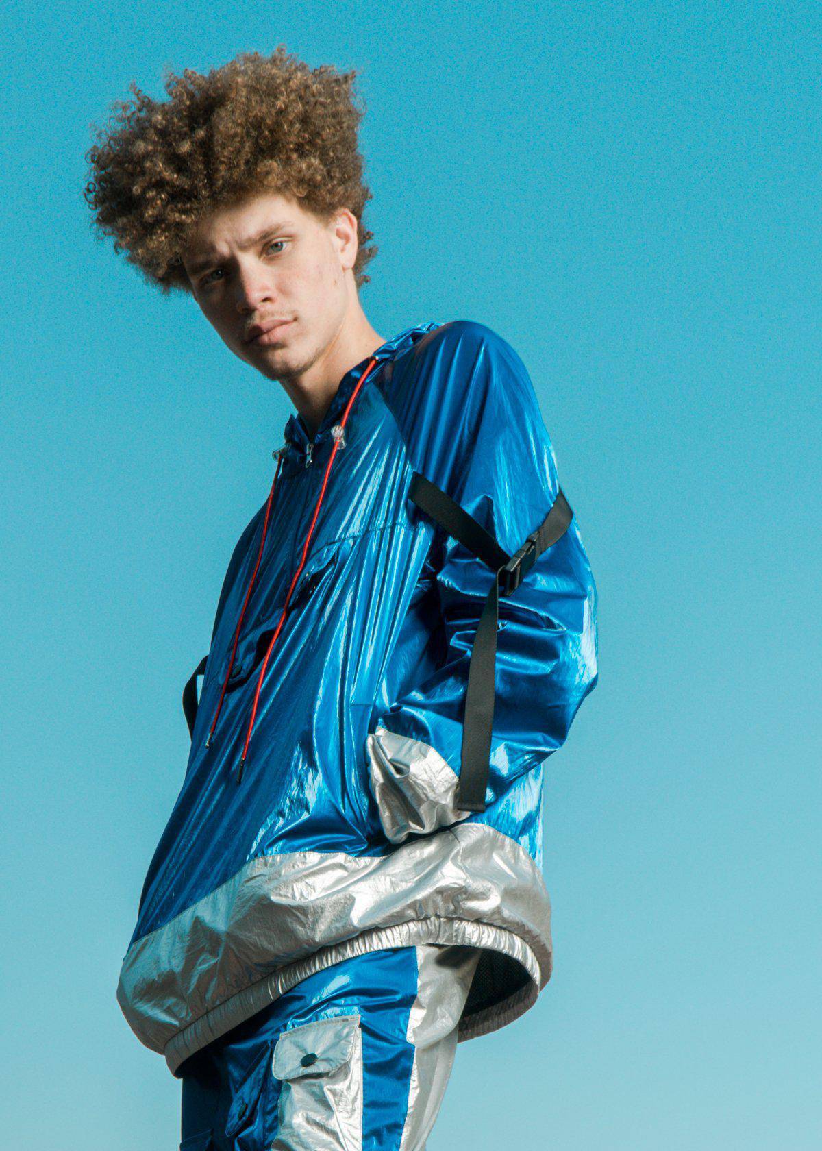 Blank State Men's Radiation Anorak in Metallic Blue - shopatkonus