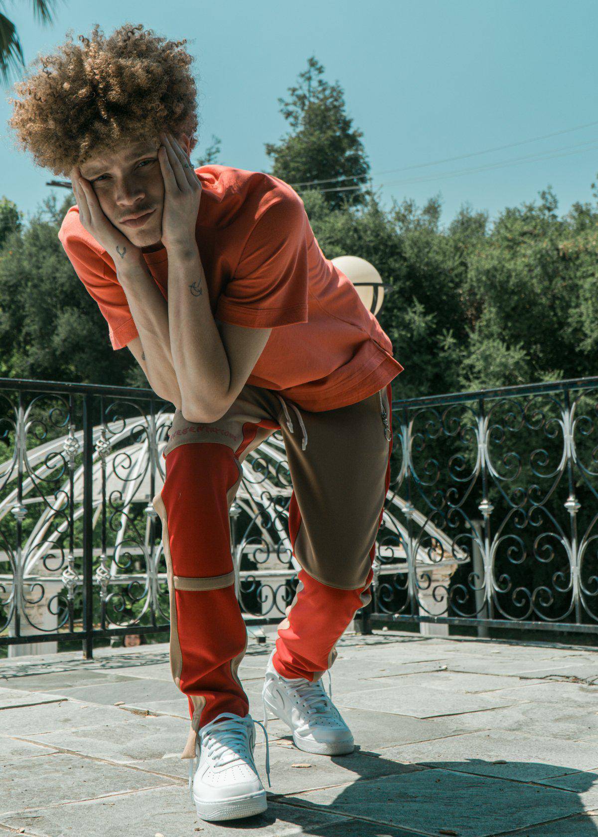 Konus Men's Color Blocked Track pants in  Camel - shopatkonus