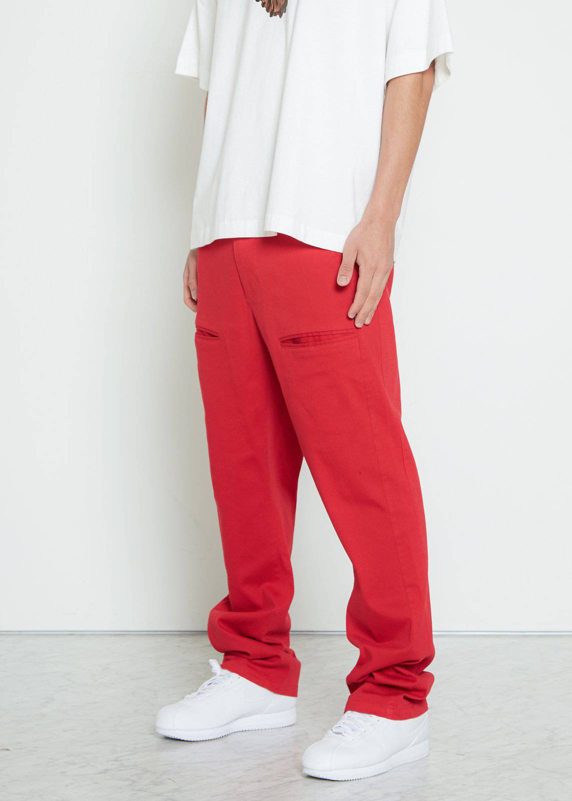 Konus Men's Baggy Chino Pants in Red - shopatkonus
