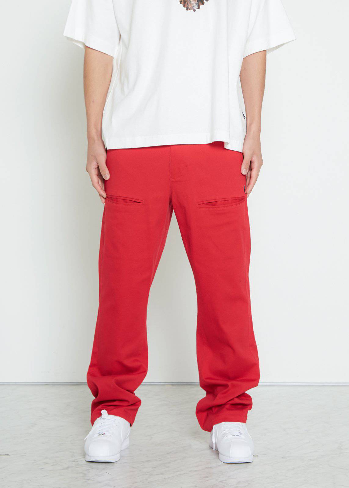 Konus Men's Baggy Chino Pants in Red - shopatkonus