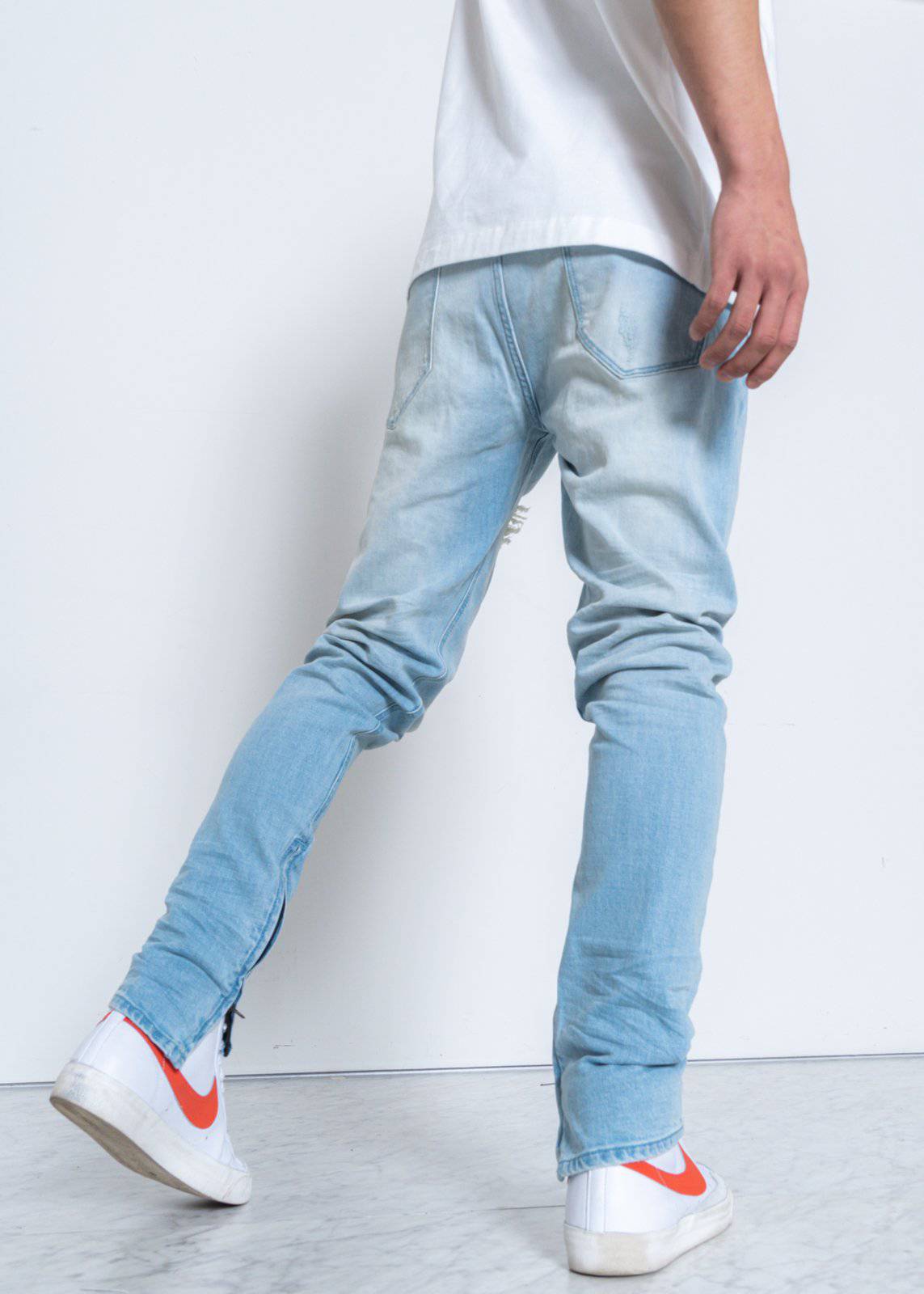 Konus Men's Light Washed Denim With Repair Works - shopatkonus