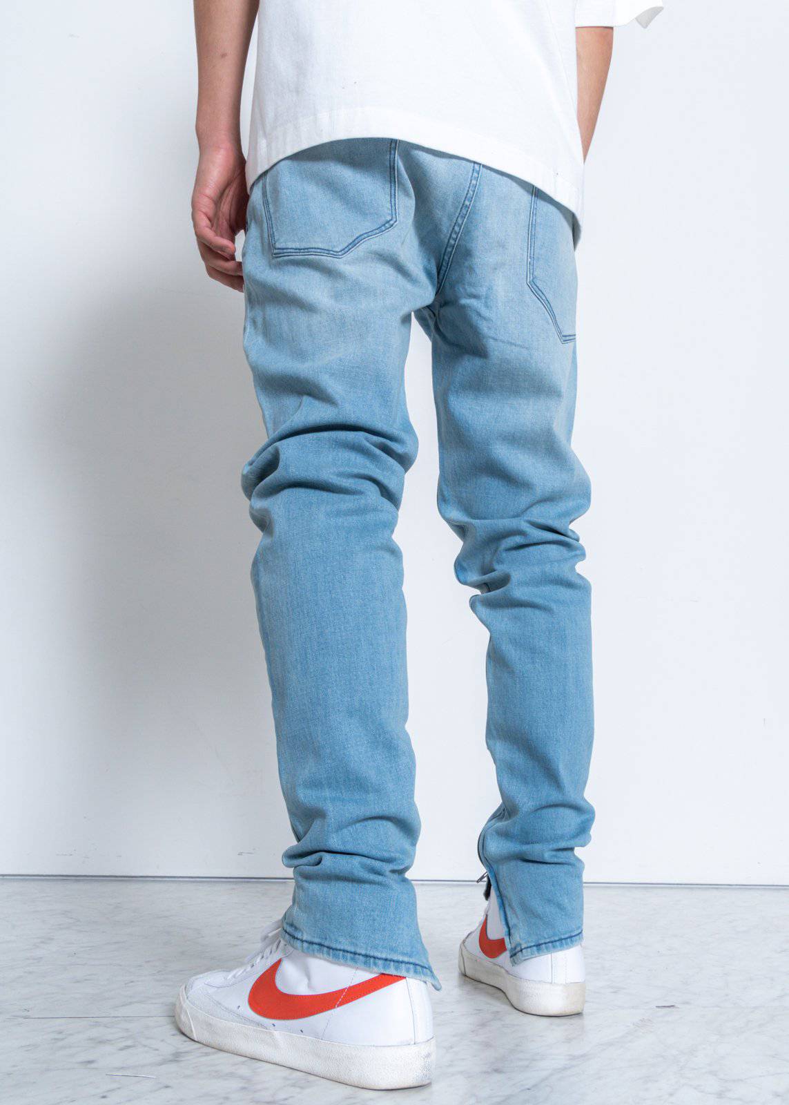 Konus Men's Light Washed Denim With Repair Works - shopatkonus