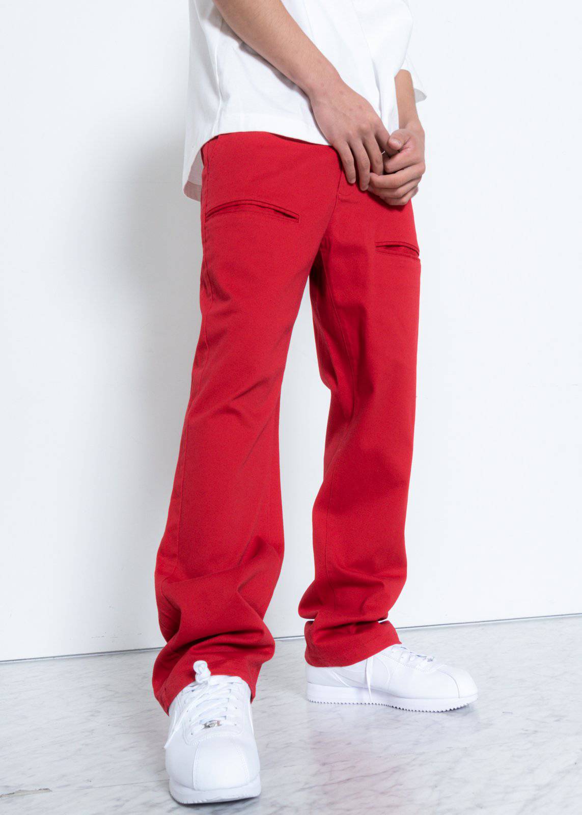 Konus Men's Baggy Chino Pants in Red - shopatkonus