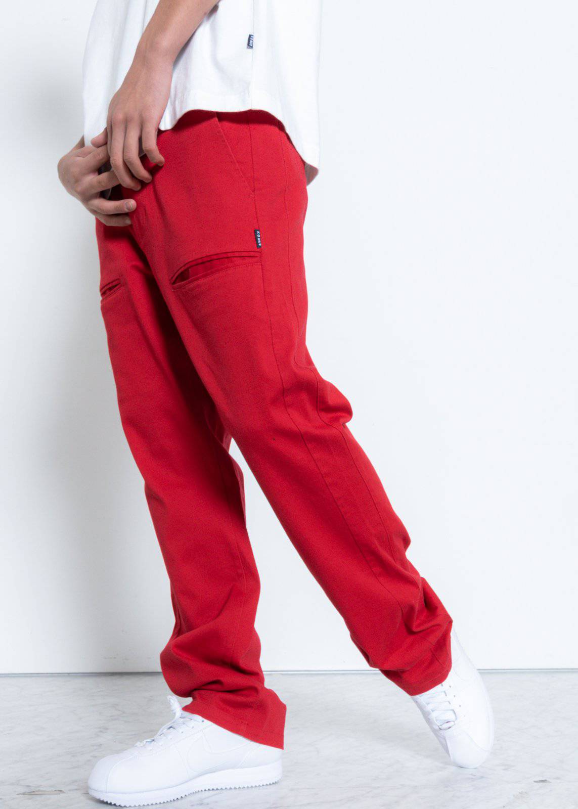 Konus Men's Baggy Chino Pants in Red - shopatkonus