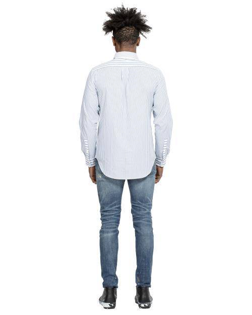 Konus Men's Patched Long Sleeve Button Down Shirt in Blue - shopatkonus