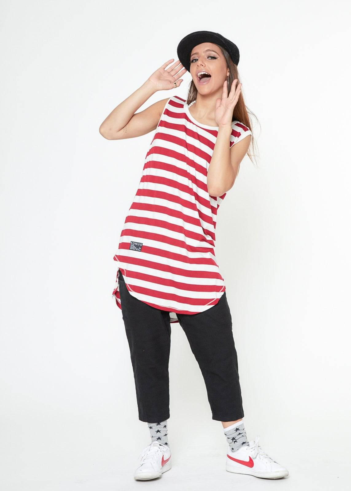 Konus Men's Stripe Tank Top in Red - shopatkonus
