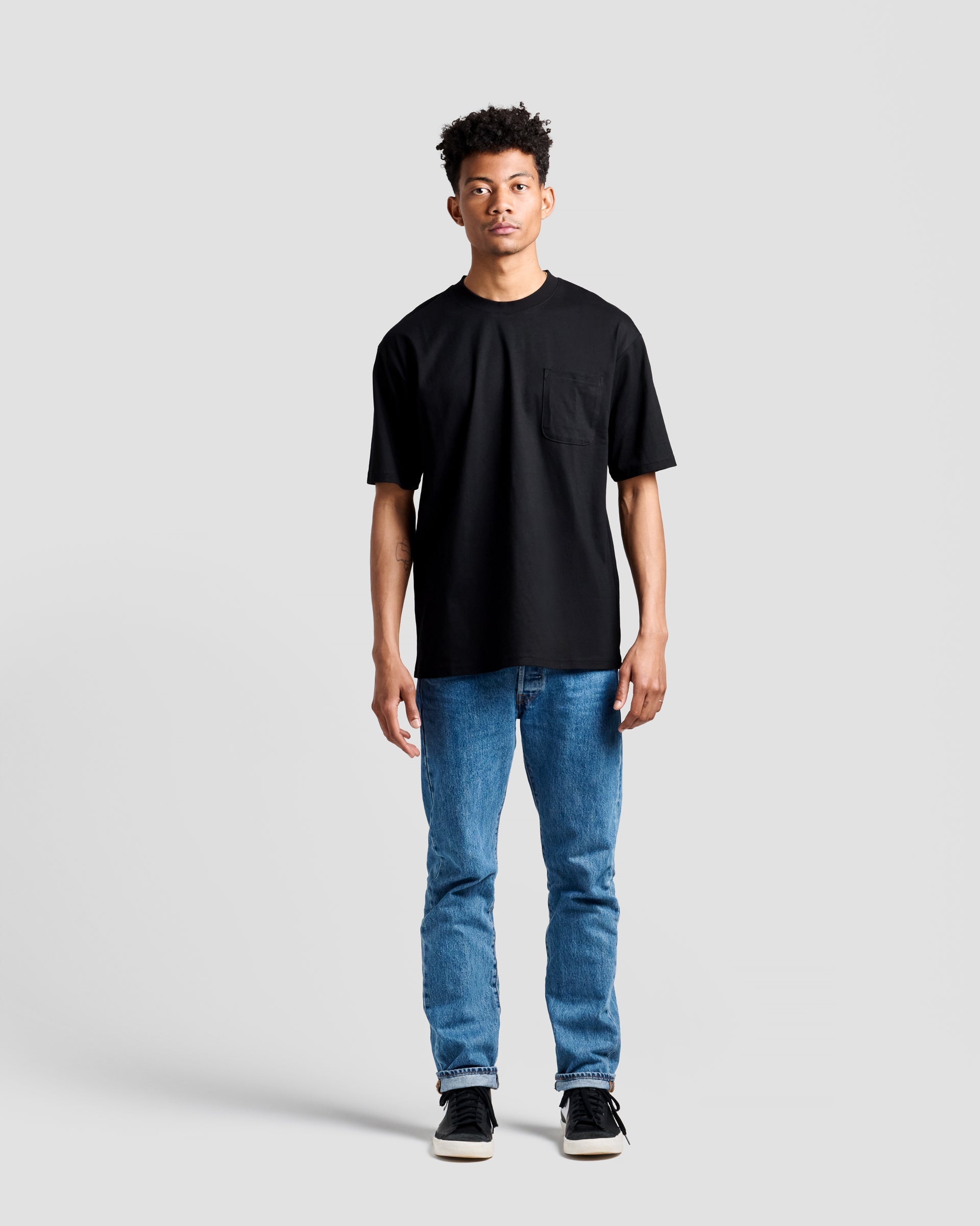 Black Oversized Pocket Tee by Poplin & Co USA