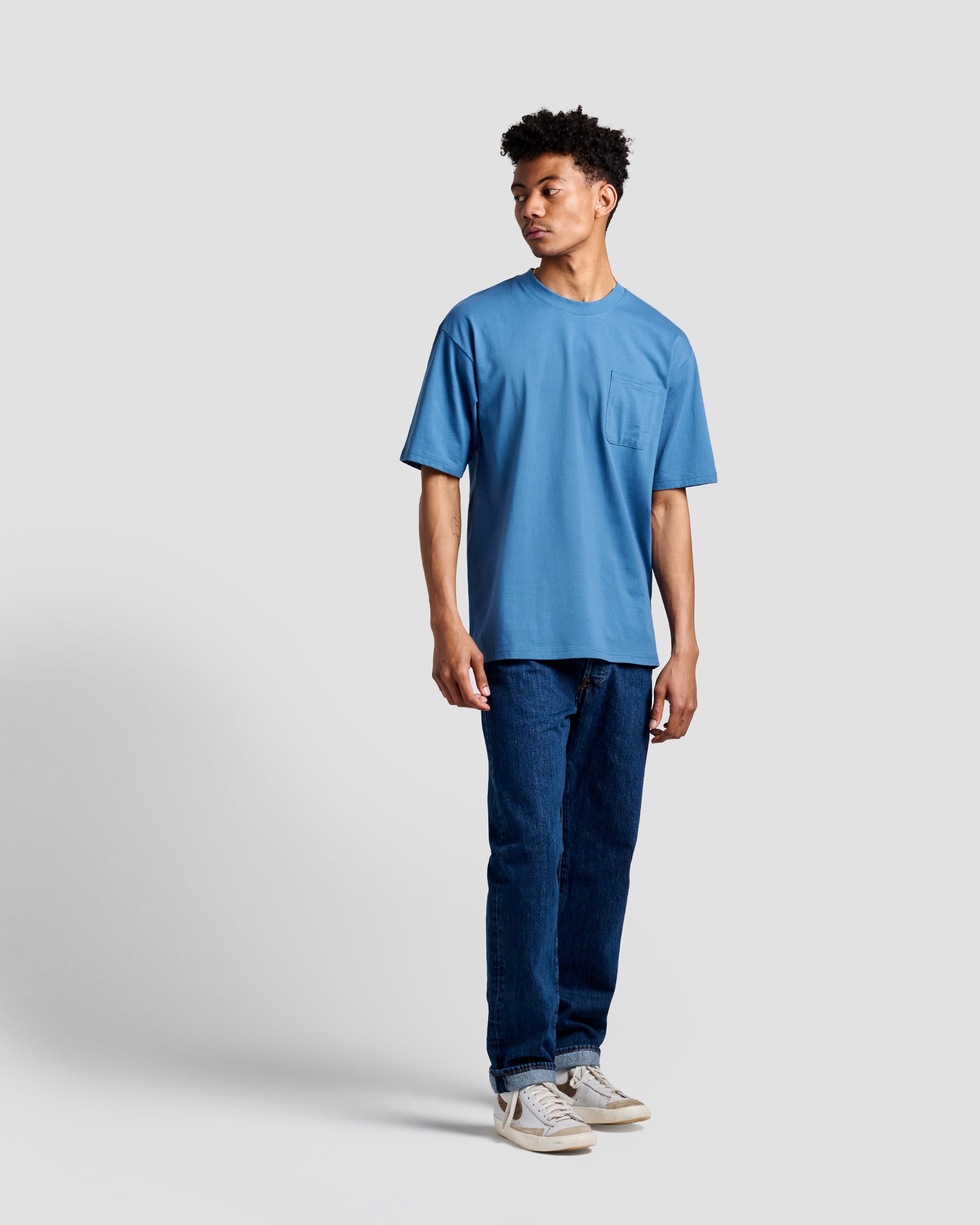 Atlantic Blue Oversized Pocket Tee by Poplin & Co USA