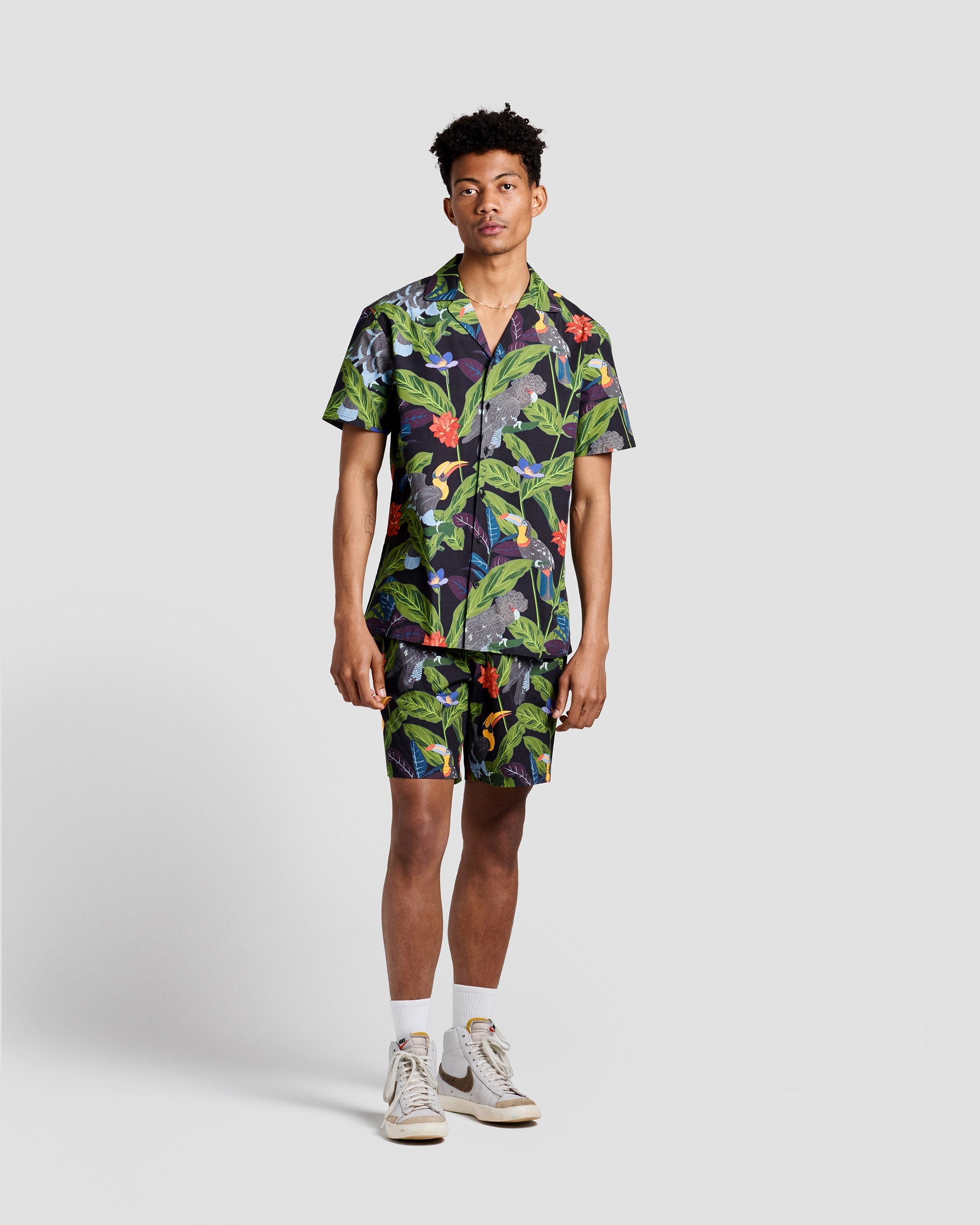 Tropical Birds Print Camp Shirt by Poplin & Co USA