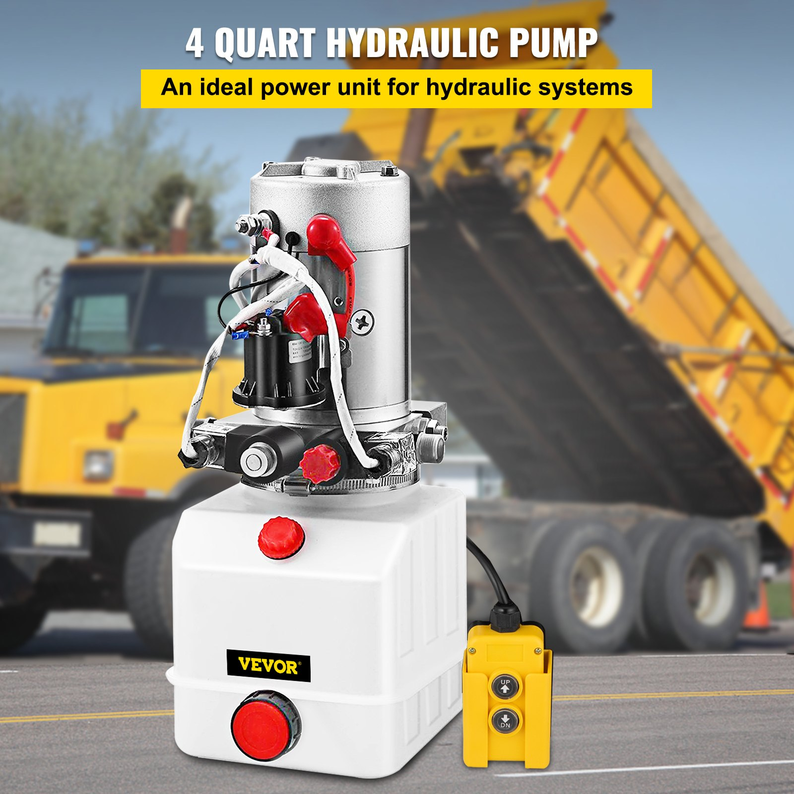 (FINAL PRICES ARE LOWER ON OUR SITE!) Hydraulic Pump Electric Hydraulic Pump 4 Quart Double Acting Plastic Reservoir For Dump Trailer