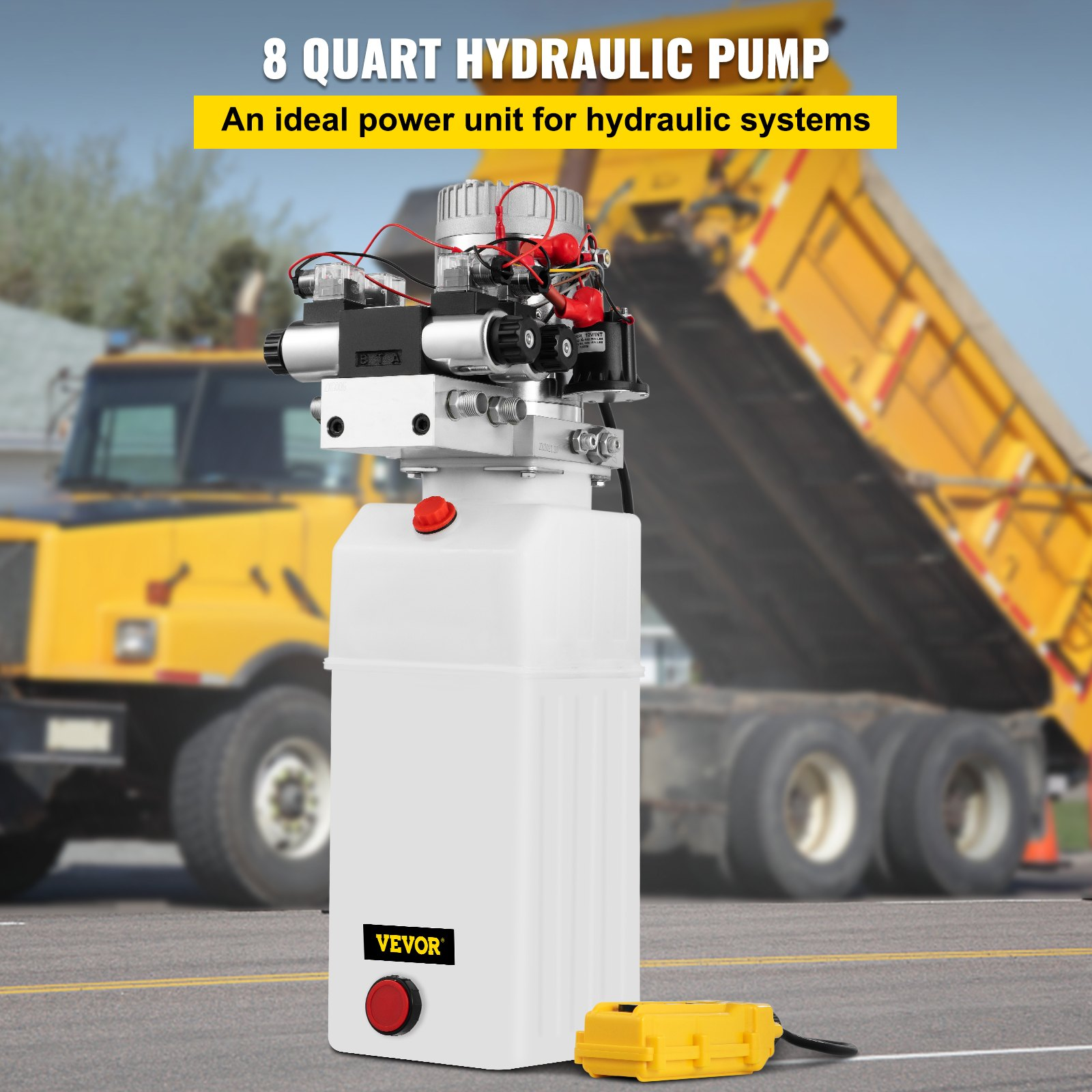 (FINAL PRICES ARE LOWER ON OUR SITE!) 8L 12V DC Double Acting Double Solenoid Hydraulic Power Pack Tank ZZ004235