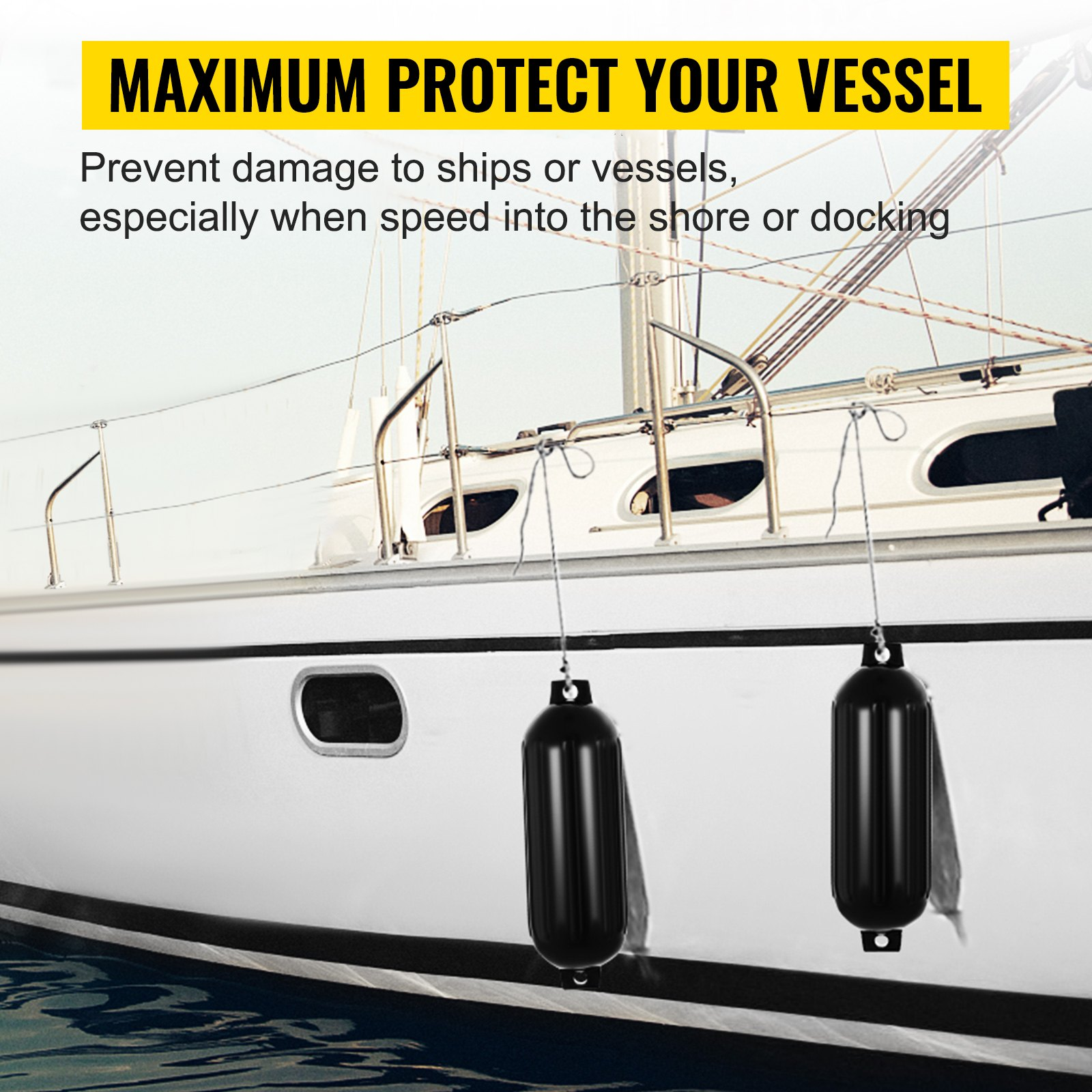 (FINAL PRICES ARE LOWER ON OUR SITE!) 4 New Ribbed 8.5" X 27" Boat Fenders Vinyl Bumper Dock Shield Protection Black