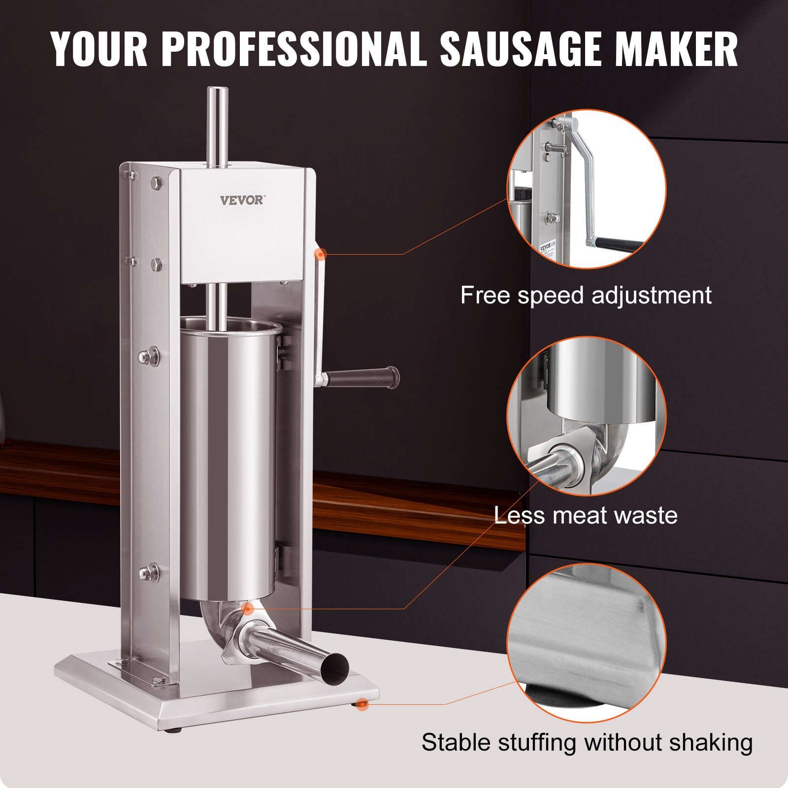 (FINAL PRICES ARE LOWER ON OUR SITE!) VEVOR Sausage Stuffer 11LBS/5L Capacity Homemade Sausage Maker Stainless Steel
