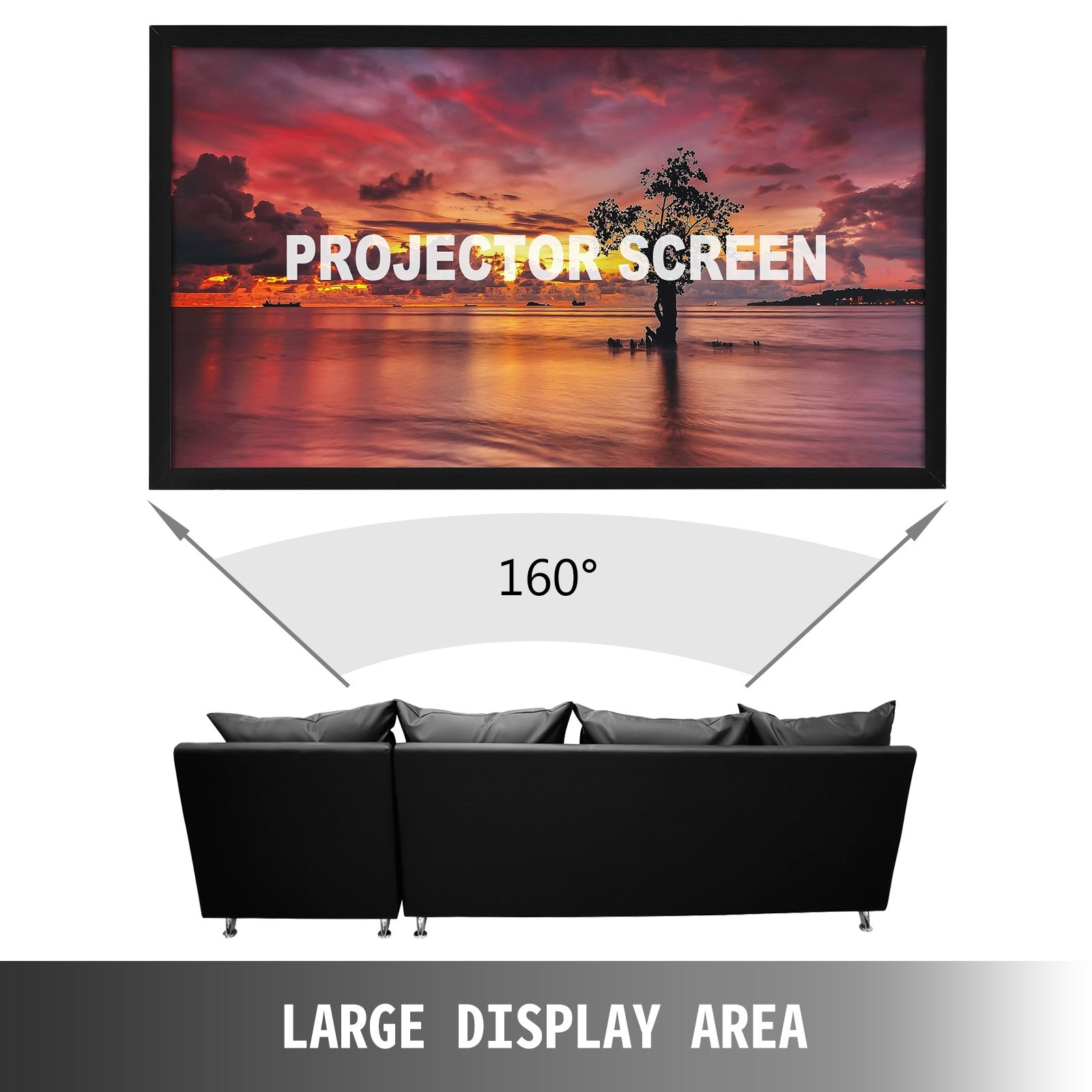 (FINAL PRICES ARE LOWER ON OUR SITE!) VEVOR Projector Screen Fixed Frame 110inch Diagonal 16:9 4K HD Movie Projector Screen with Aluminum Frame Projector Screen Wall Mounted for Home Theater Office Use