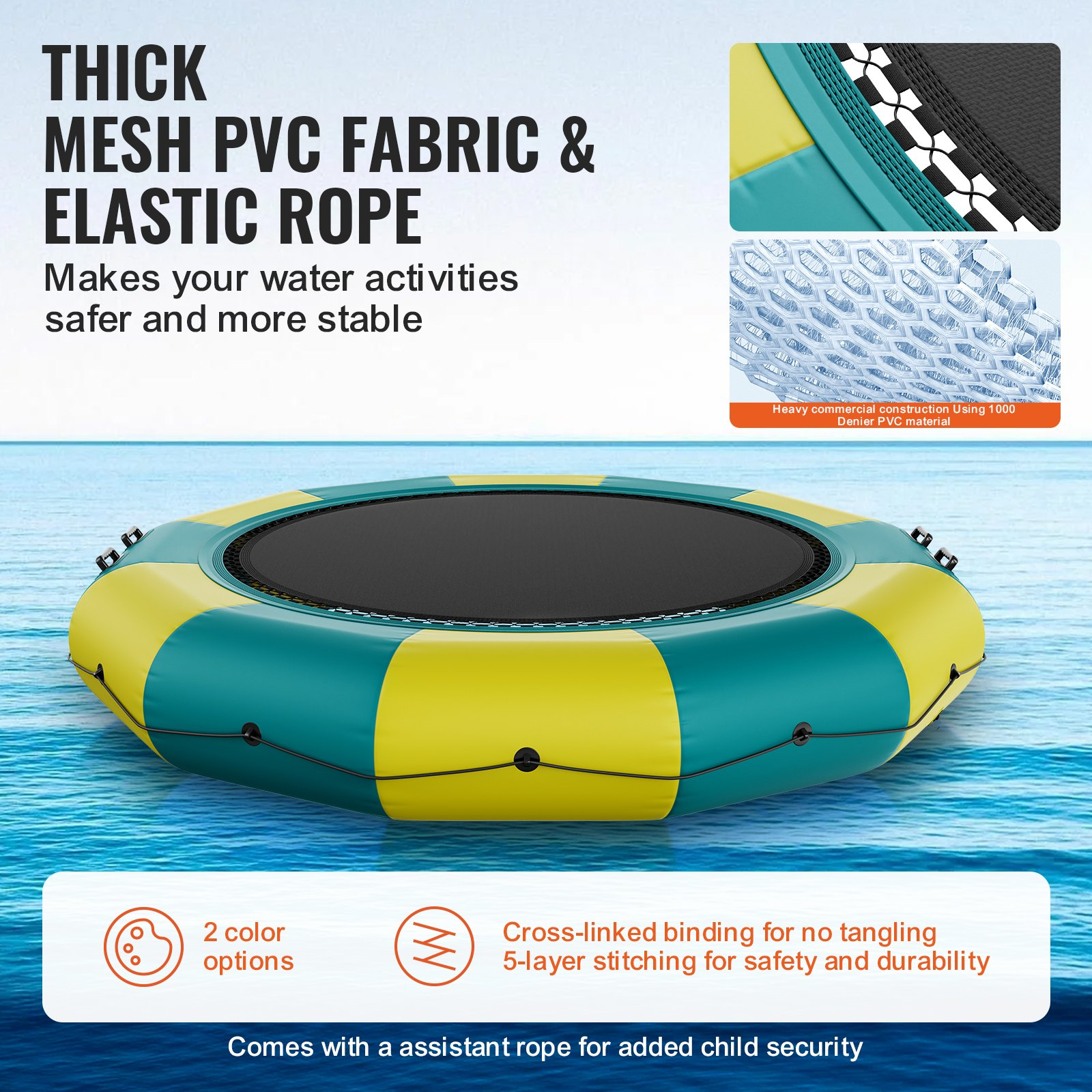 (FINAL PRICES ARE LOWER ON OUR SITE!) VEVOR Inflatable Water Bouncer, 13ft Recreational Water Trampoline, Portable Bounce Swim Platform with 3-Step Ladder & Electric Air Pump, Kids Adults Floating Rebounder for Pool, Lake, Water Sports