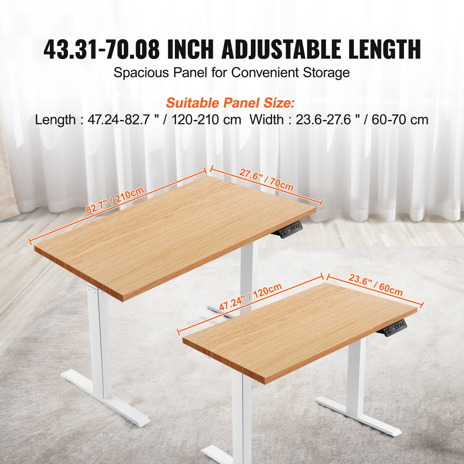 (FINAL PRICES ARE LOWER ON OUR SITE!) VEVOR Standing Desk Frame Dual Motor, Adjustable 27.6"-46.1" Height & 43.3"-70.1" Length Electric Stand Up Computer Desk Legs, Ergonomic DIY Workstation Base for Home and Office (White Frame Only)