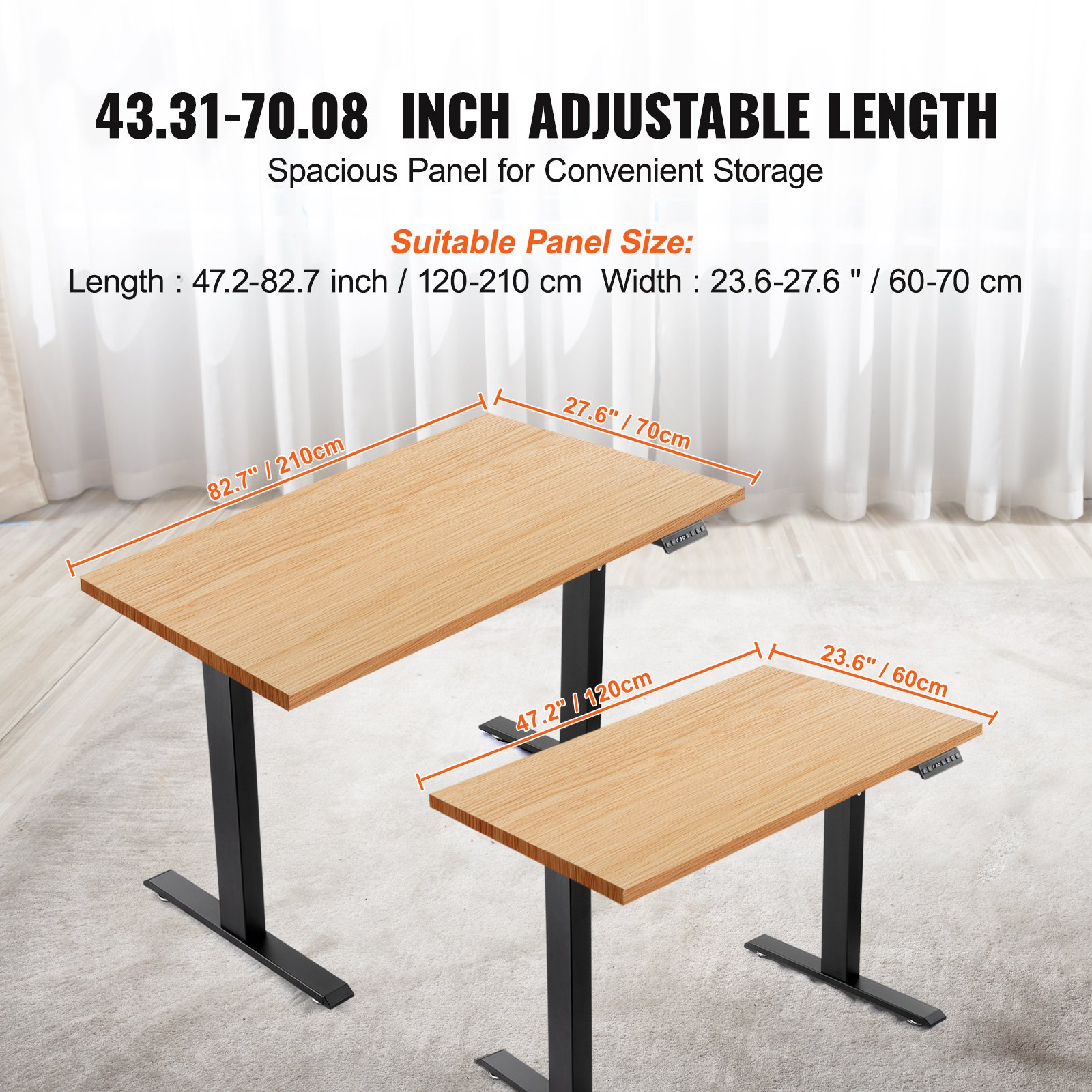 (FINAL PRICES ARE LOWER ON OUR SITE!) VEVOR Standing Desk Frame Dual Motor, Adjustable 27.6"-46.1" Height & 43.3"-70.1" Length Electric Stand Up Computer Desk Legs, Ergonomic DIY Workstation Base for Home and Office (Black Frame Only)