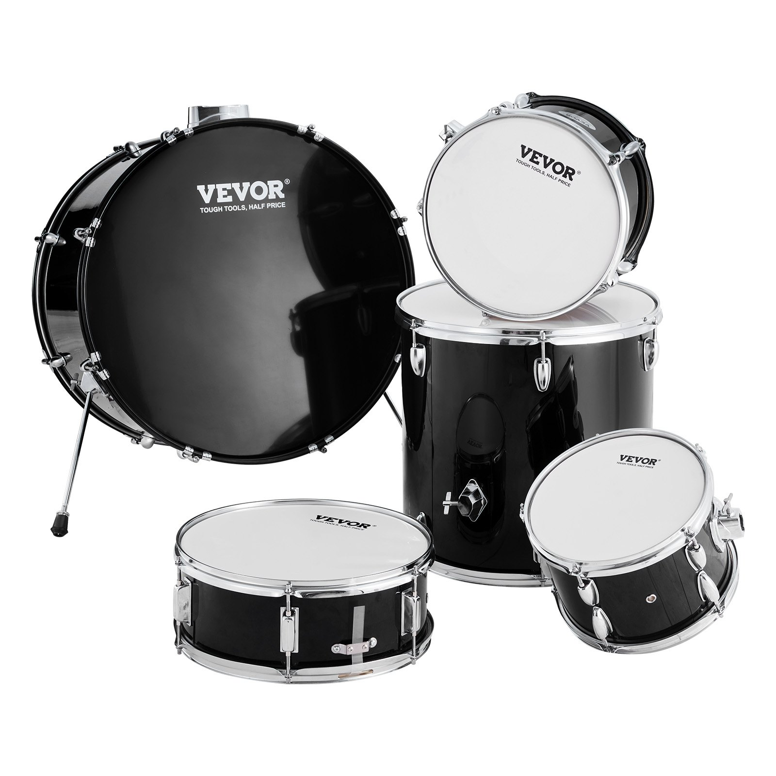 (FINAL PRICES ARE LOWER ON OUR SITE!) VEVOR Adult Drum Set, 5-Piece, 22 inches Complete Full Size Drum Kit with Bass Toms Snare Floor Drum Adjustable Throne Stands Cymbal Hi-Hat Pedal and Drumsticks, Beginner Drum Kit for Adults, Black