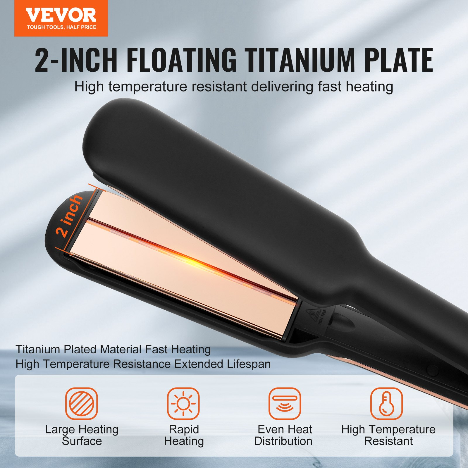 (FINAL PRICES ARE LOWER ON OUR SITE!) SKYSHALO Titanium Hair Straightener, 2-inch - Features Infrared, Negative Ions, Dual Voltage (110V/240V), LCD Screen & 11 Temperature Settings, Ideal for Salon, Home & Travel