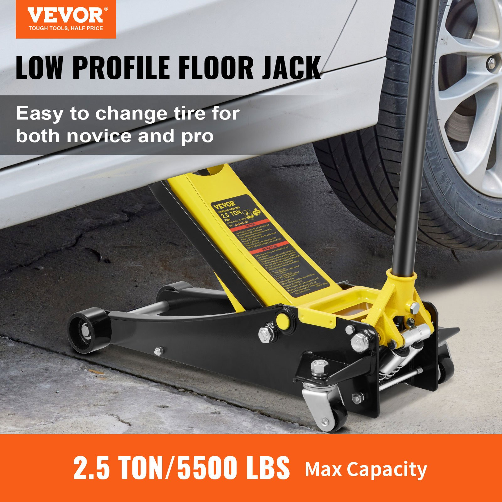(FINAL PRICES ARE LOWER ON OUR SITE!) VEVOR Low Profile Floor Jack 2.5 Ton Heavy Duty Steel Dual Piston Rapid Pump