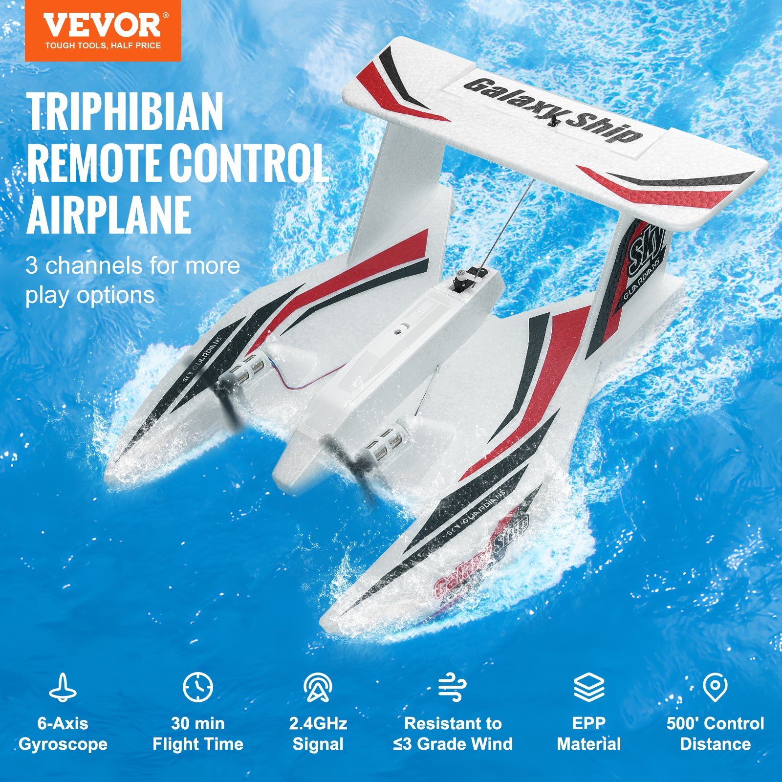 (FINAL PRICES ARE LOWER ON OUR SITE!) VEVOR RC Airplane Amphibious EPP Foam RC Plane Toy with 2.4 GHz Remote Control