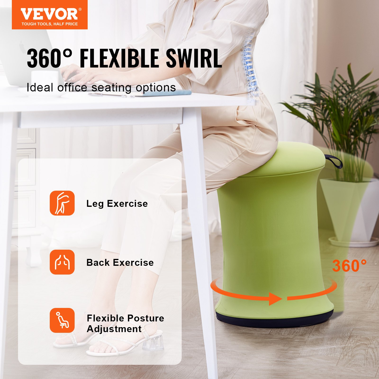 (FINAL PRICES ARE LOWER ON OUR SITE!) VEVOR Wobble Chair Height-Adjustable (19.3-25") Active Chair with Fabric Cover