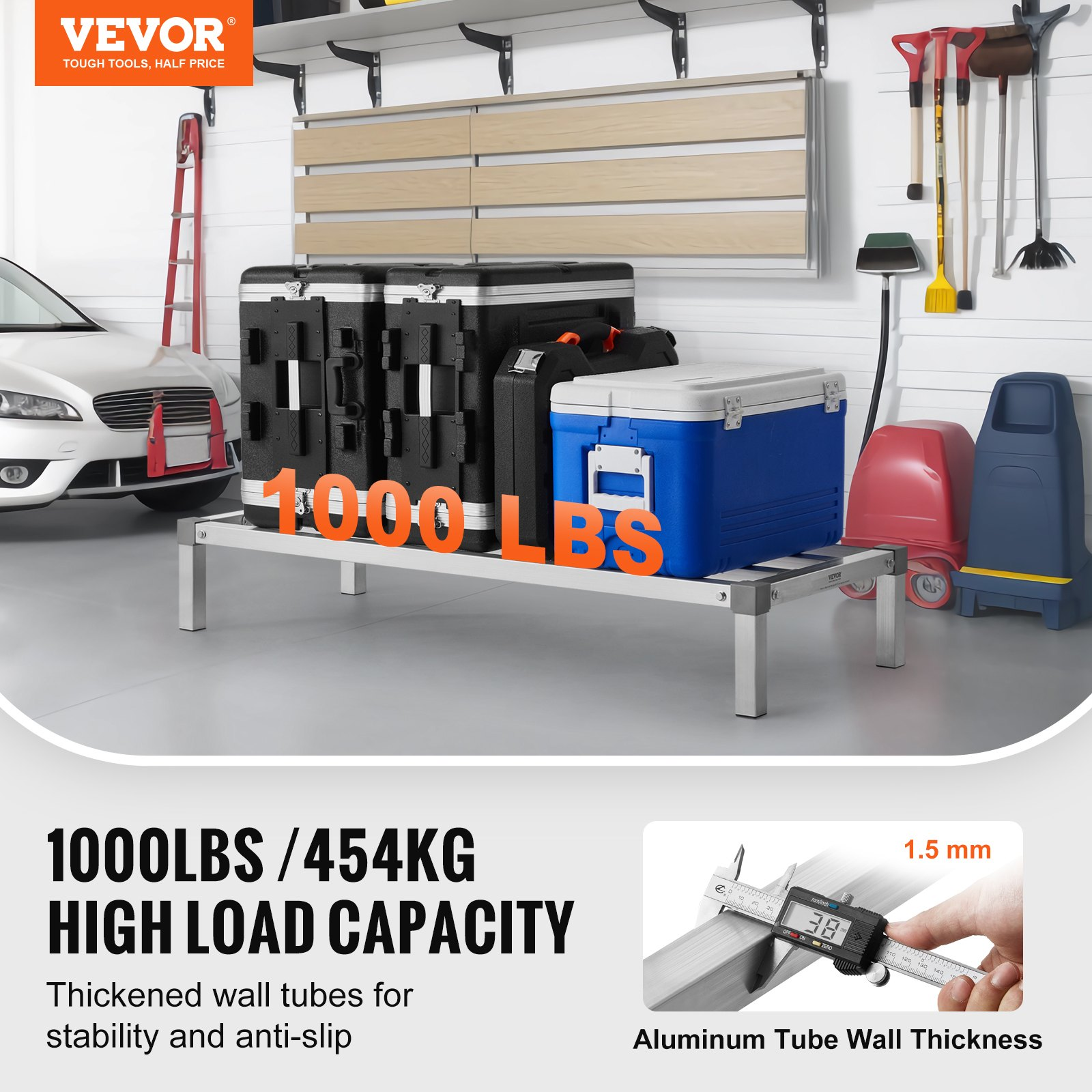 (FINAL PRICES ARE LOWER ON OUR SITE!) Newly Upgraded?VEVOR Aluminum Dunnage Rack Stationary Dunnage Rack 48 x 20 x 8 Storage Rack