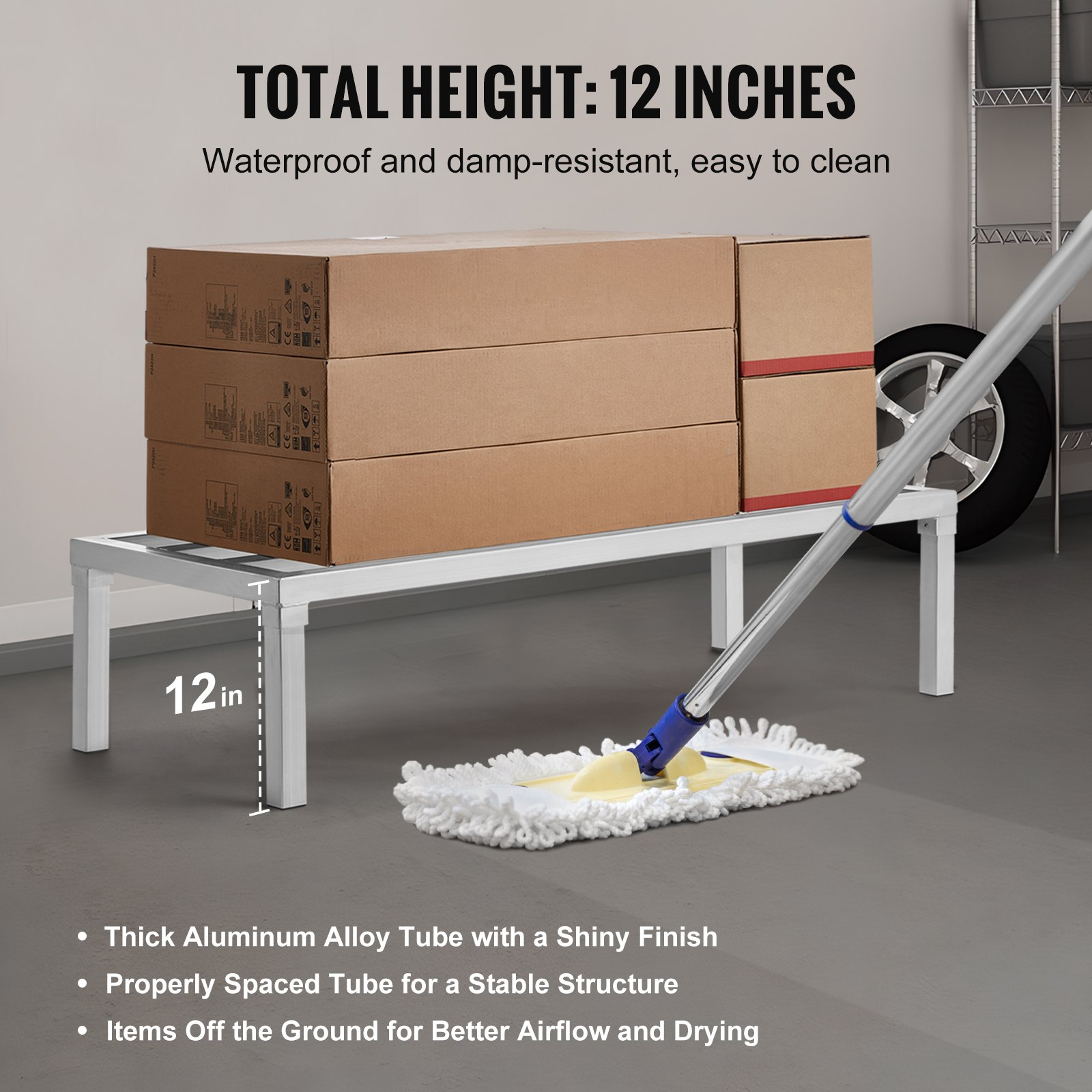 (FINAL PRICES ARE LOWER ON OUR SITE!) Newly Upgraded?VEVOR Aluminum Dunnage Rack Stationary Dunnage Rack 48 x 20 x 12 Storage Rack