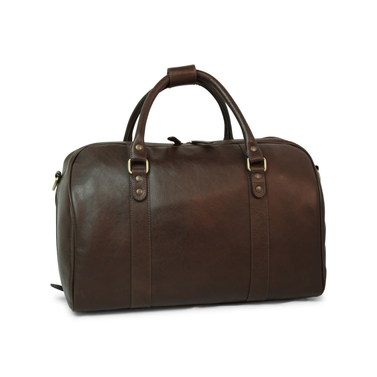Full grain leather travel bag - dark brown-0