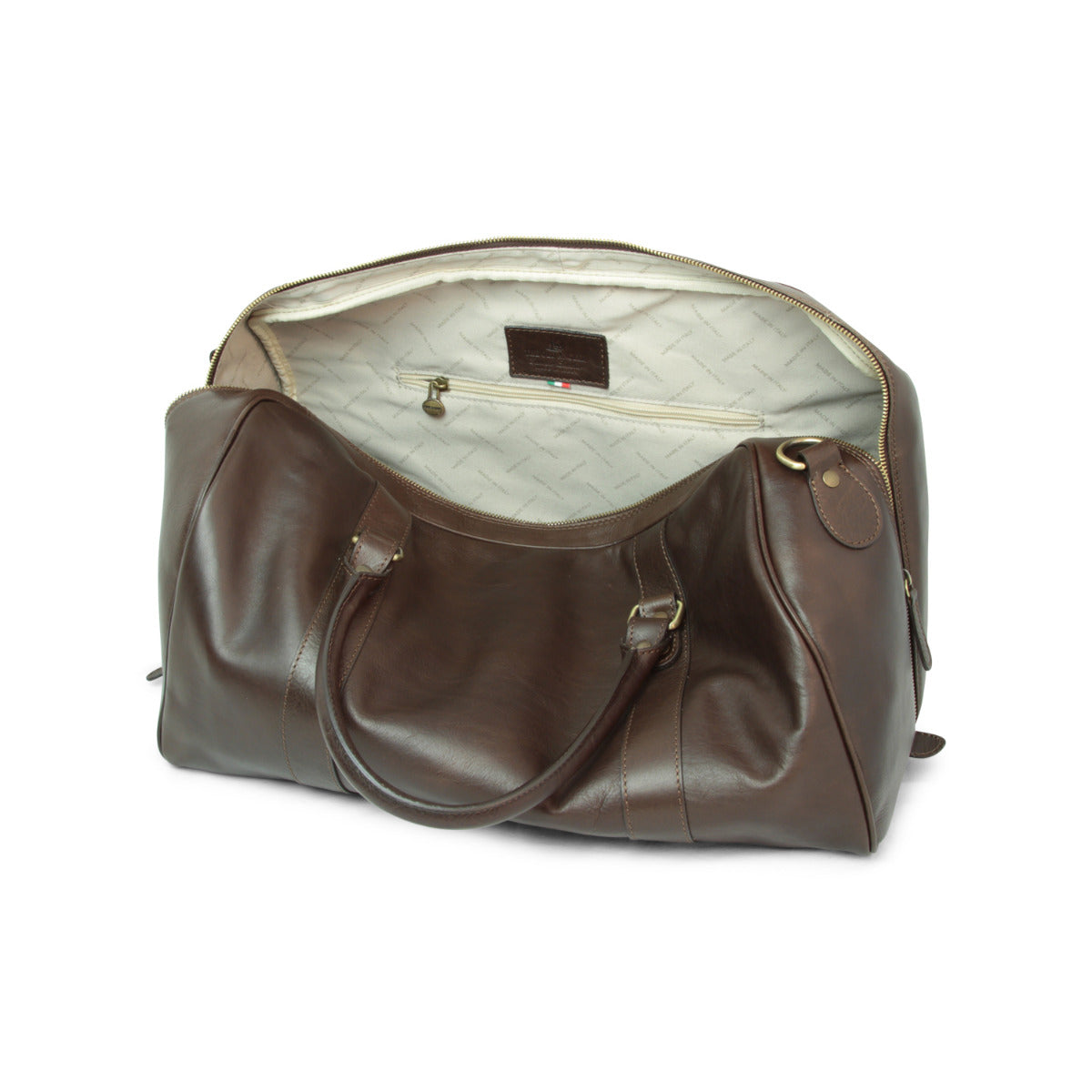 Full grain leather travel bag - dark brown-1