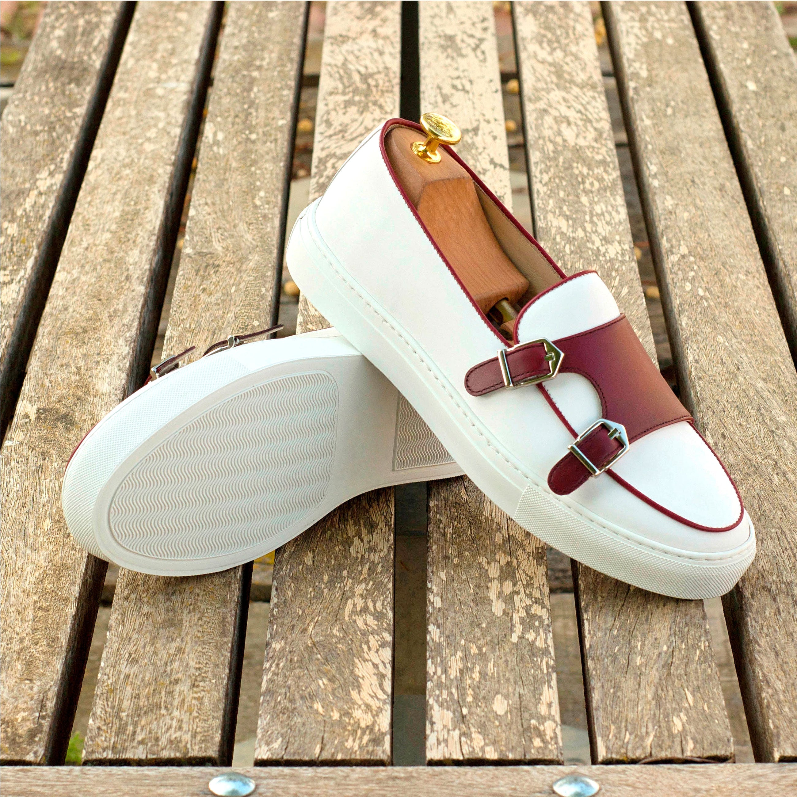 Unique Handcrafted Monk Sneaker + Burgundy box calf by Le Ruux