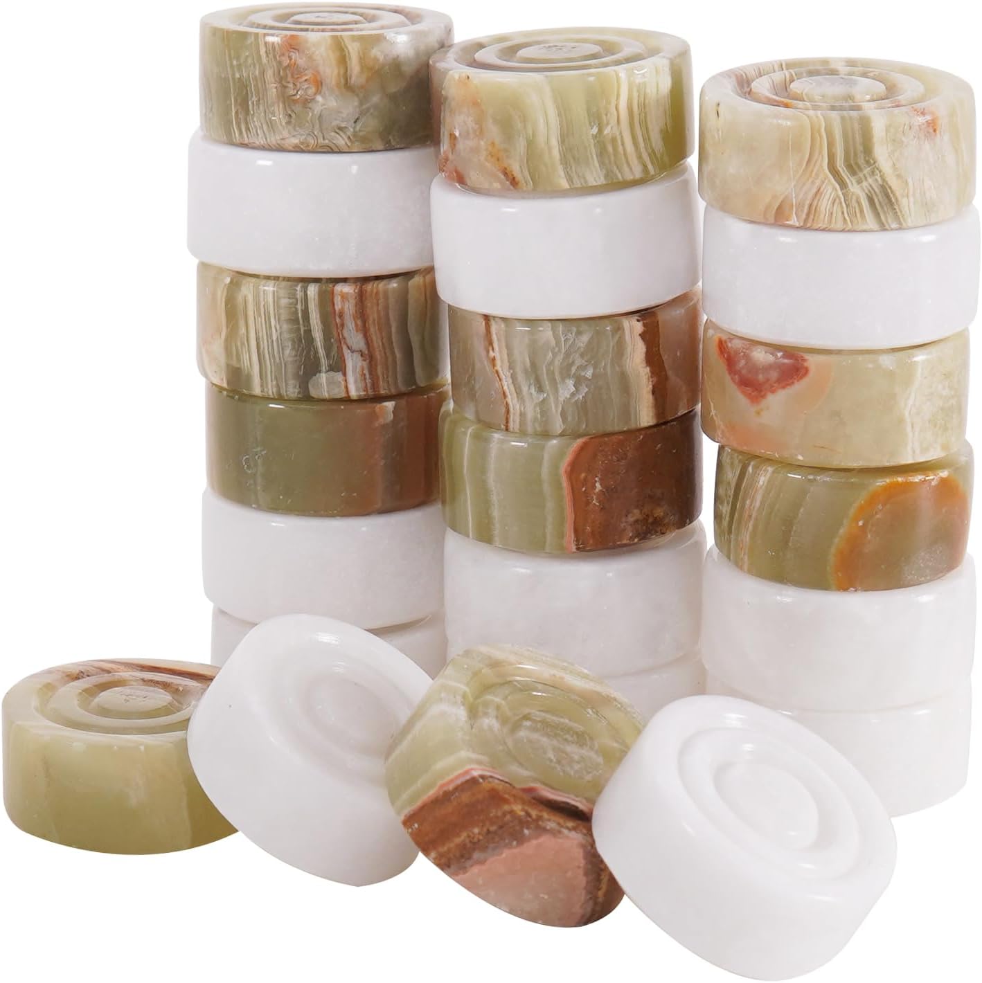 White and Green Onyx Marble Checkers Pieces Set For 15 Inches Checkers Game-1