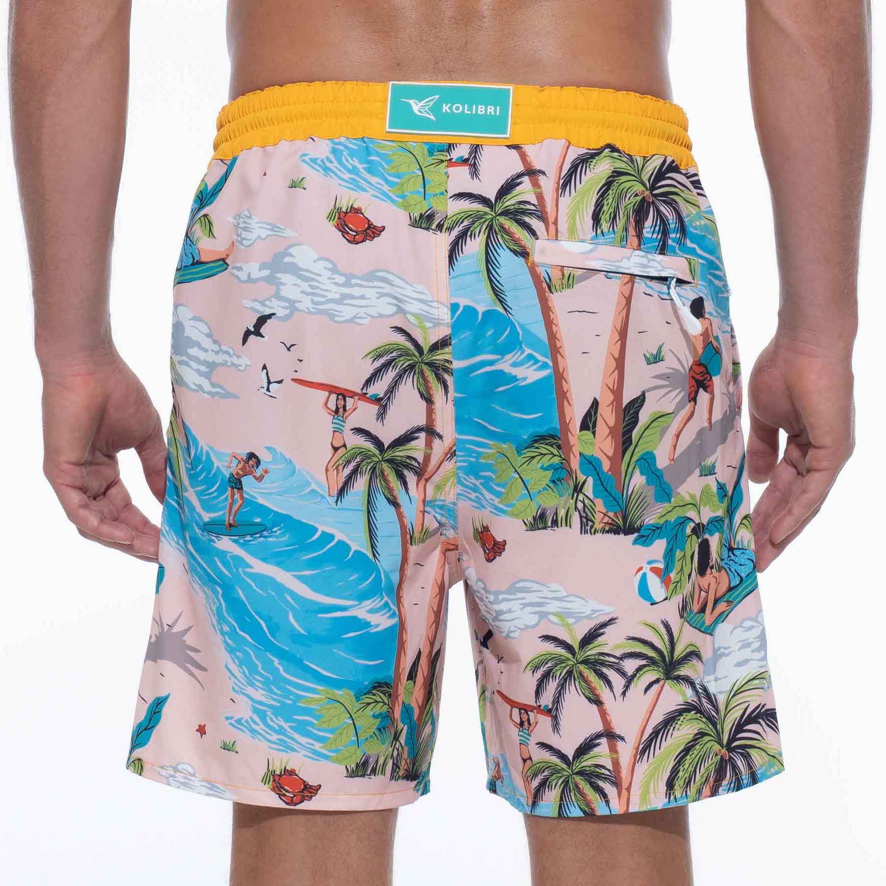 Mens Designer Board Shorts | Island Original Print by Live Kolibri