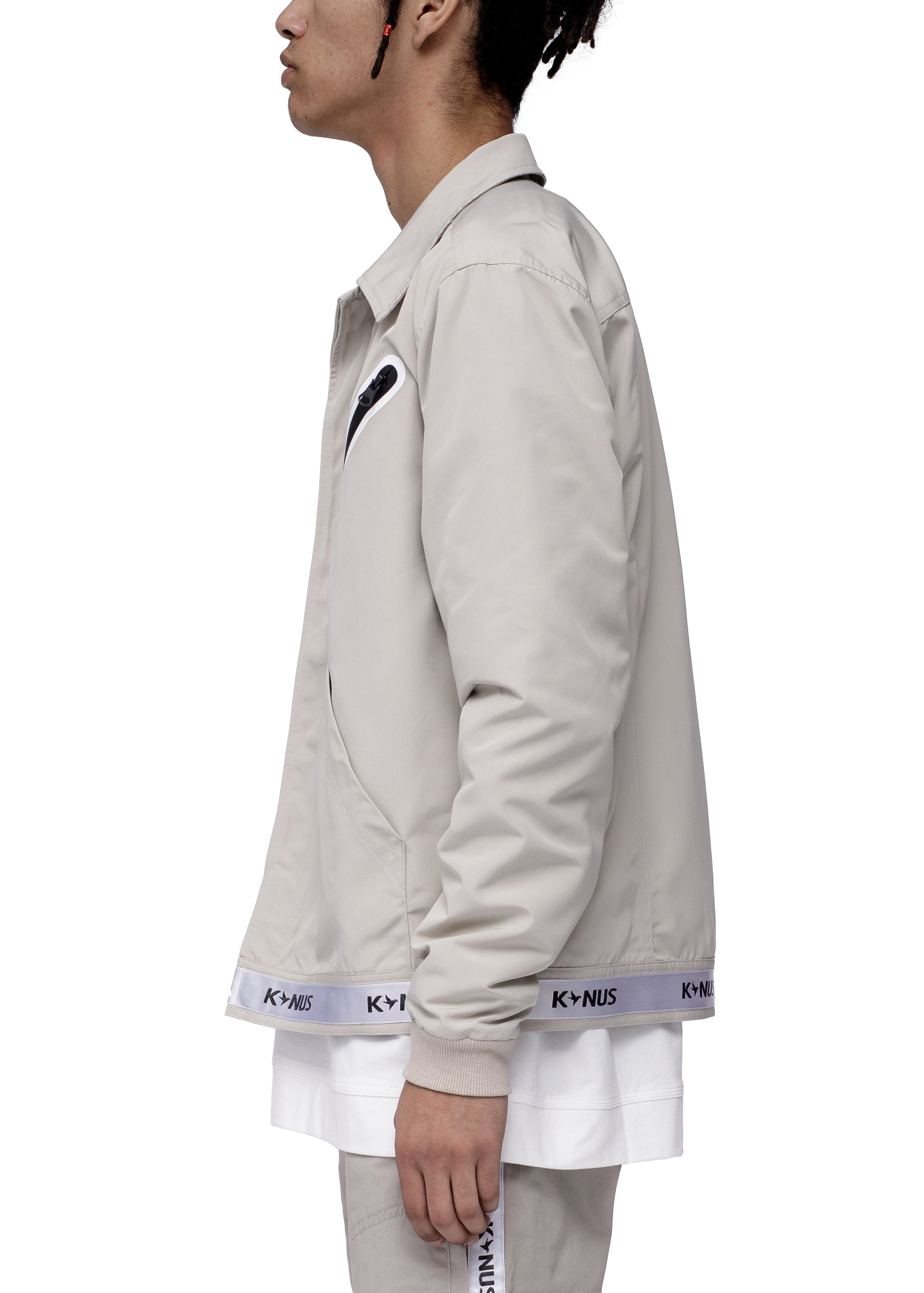 Konus Men's Short Jacket w/ Tape on Waistband In Khaki - shopatkonus