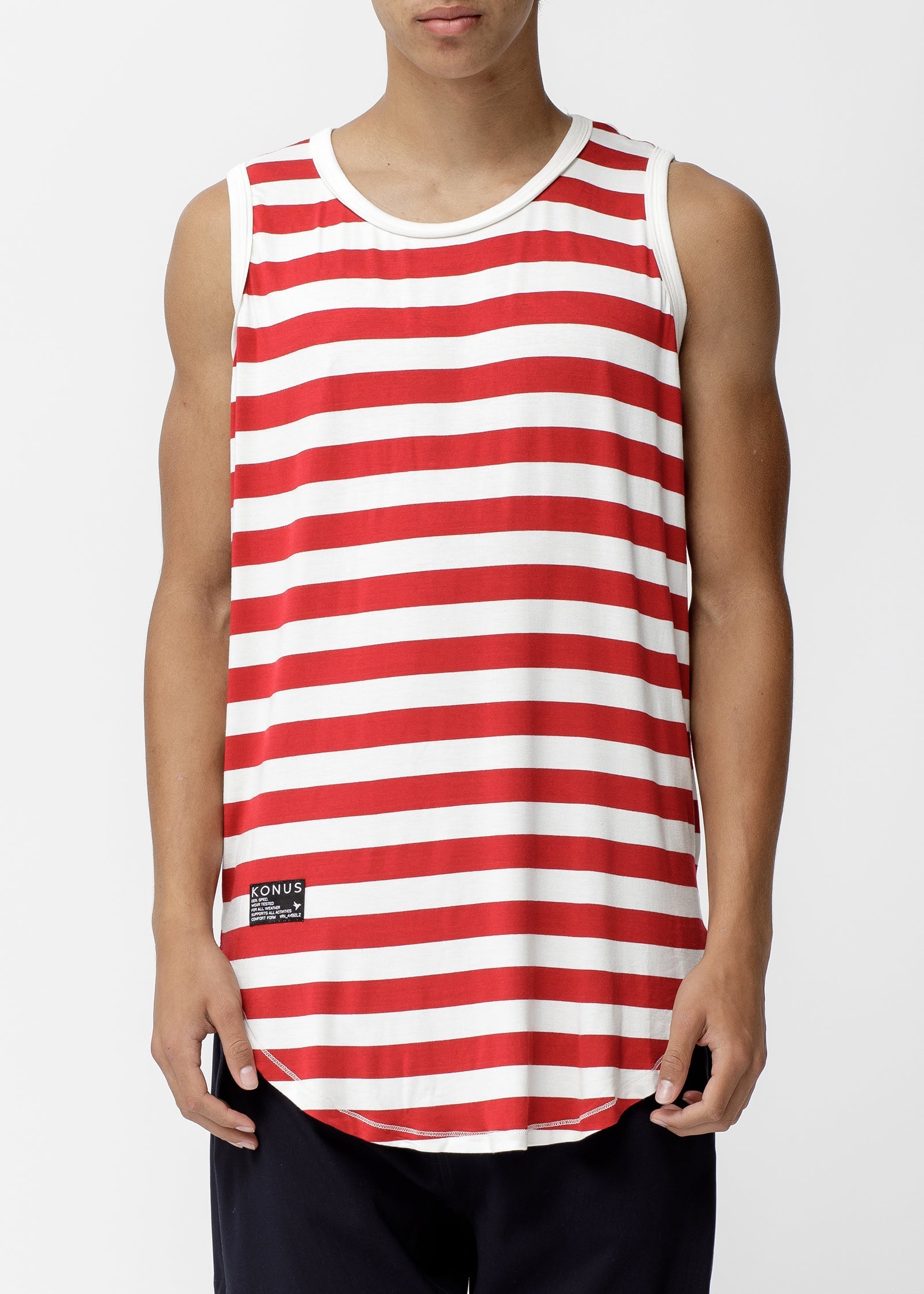Konus Men's Stripe Tank Top in Red - shopatkonus