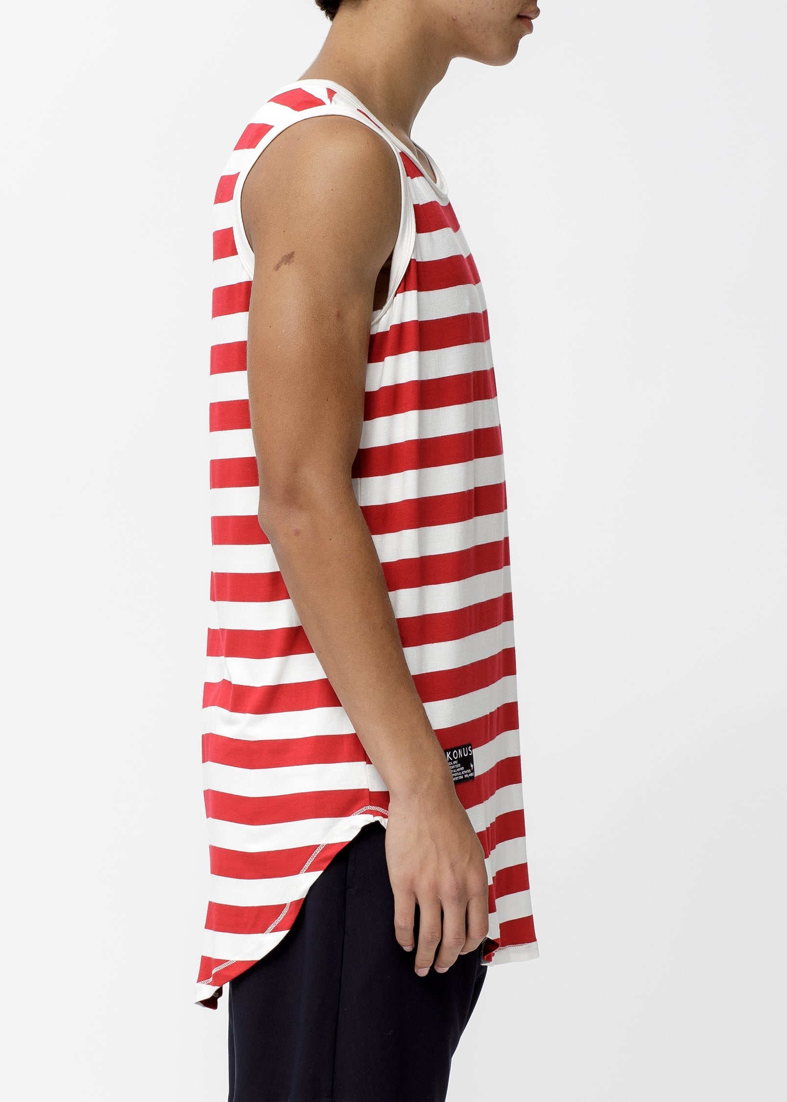 Konus Men's Stripe Tank Top in Red - shopatkonus