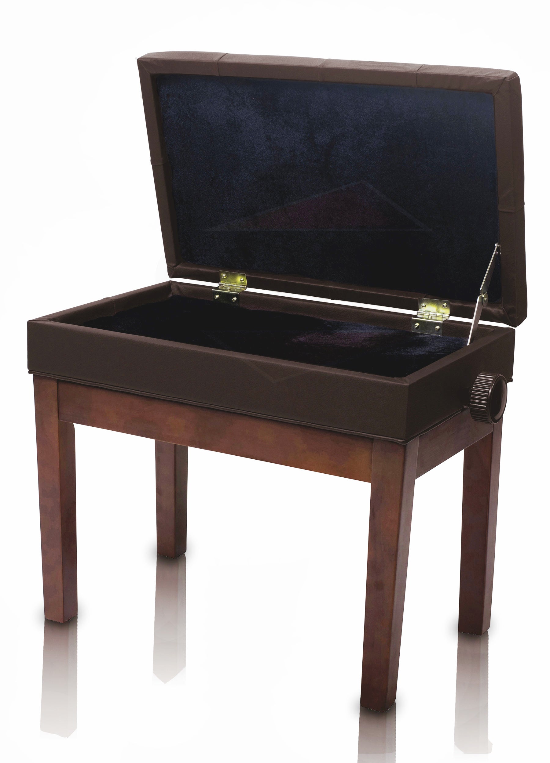 Adjustable Piano Brown PU Leather Bench by GRIFFIN - Vintage Stylish Design, Heavy-Duty & Ergonomic Keyboard Stool - Comfortable Seat & Hidden Storage by GeekStands.com