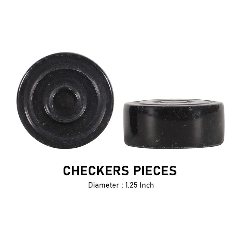 Black and White Natural Marble Checkers Figures Set For 15 Inches Checkers Board-4