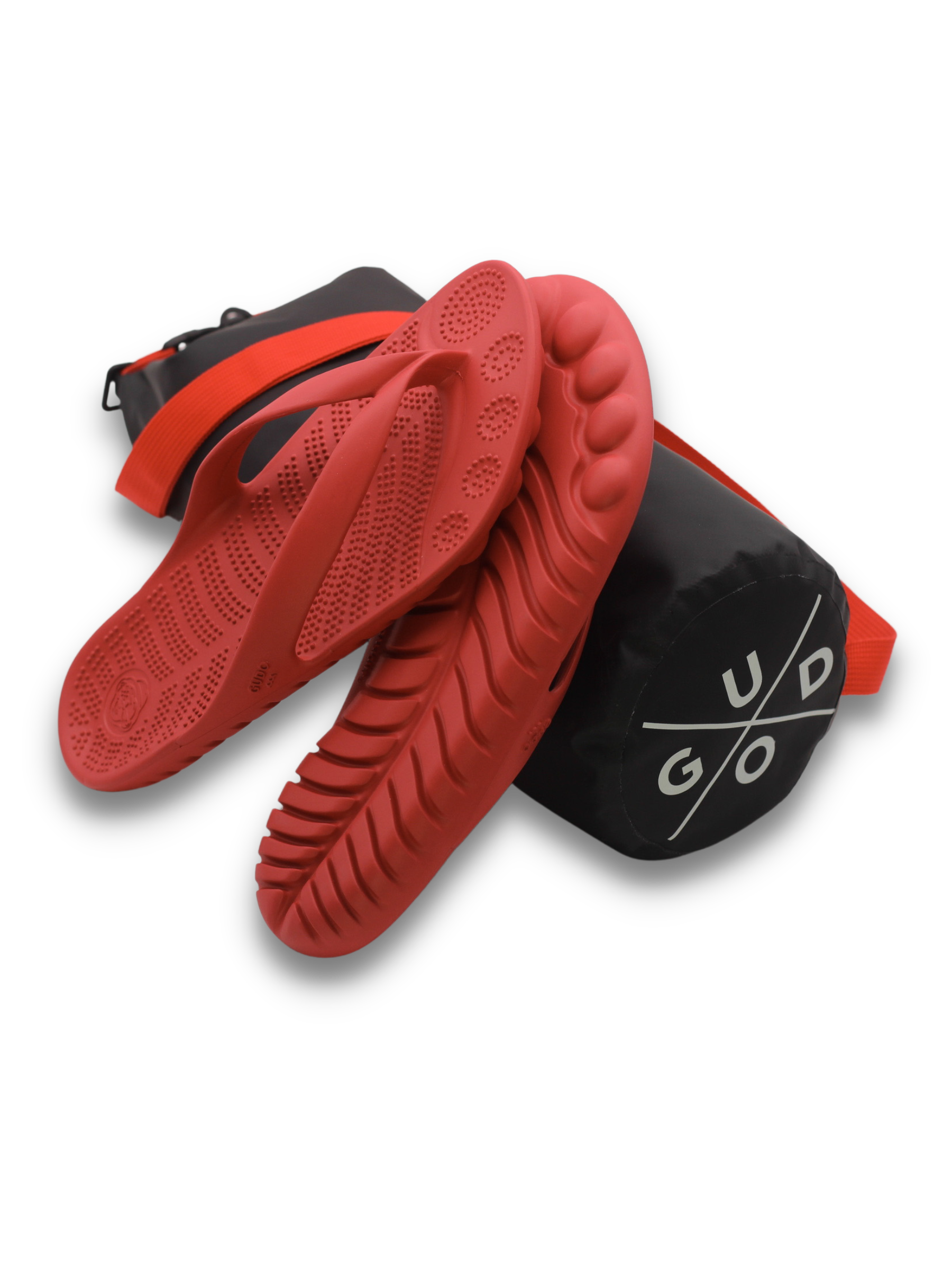 FIRE RED FLIP FLOPS & DRYBAG BY GUDO-0