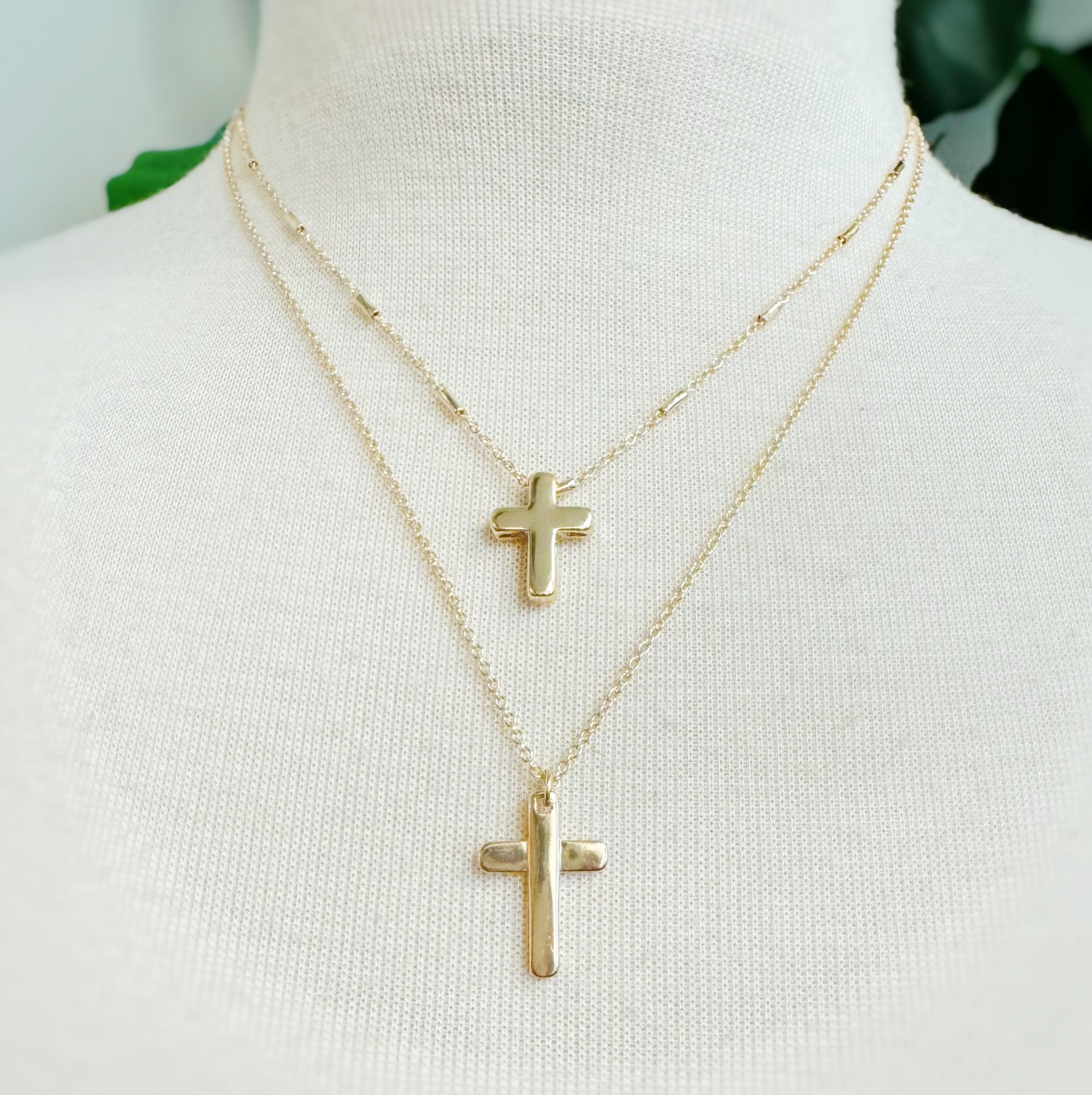 Pretty Chain Cross Necklace Set Of 2 by Ellisonyoung.com