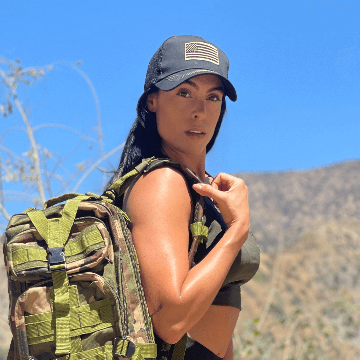 American Flag Trucker Hat with Adjustable Strap-3