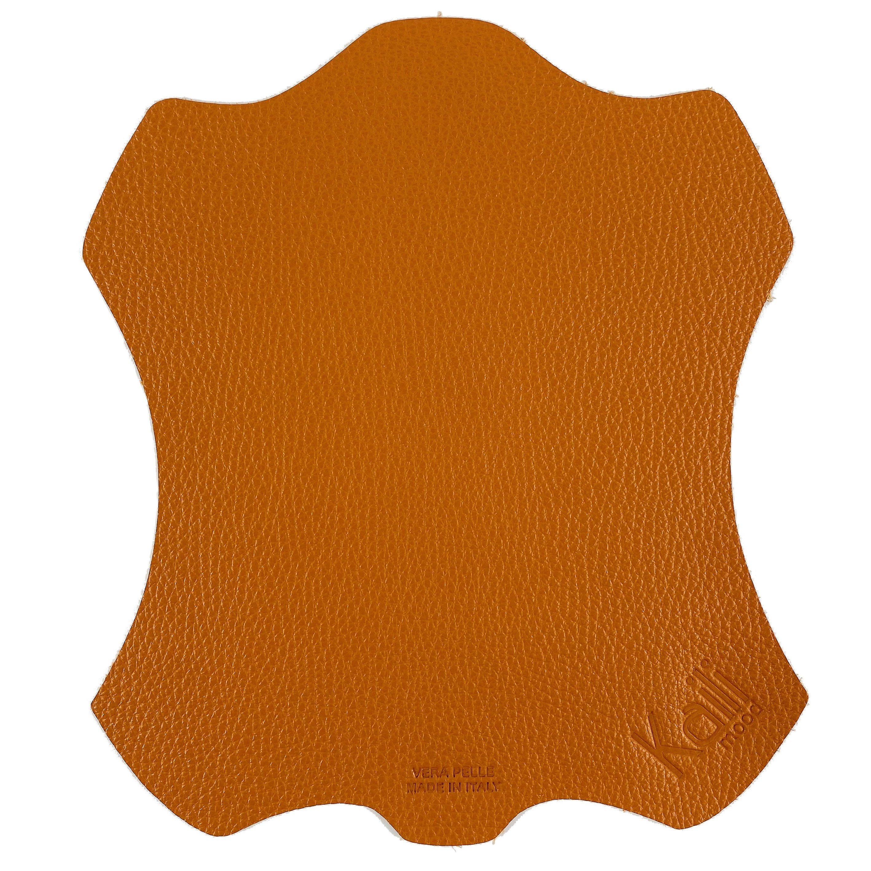K0001LB | Mouse pad Made in Italy in genuine full grain leather, dollar grain - Orange color - Dimensions: 20 x 23 cm - Packaging: TNT tubular bag-0