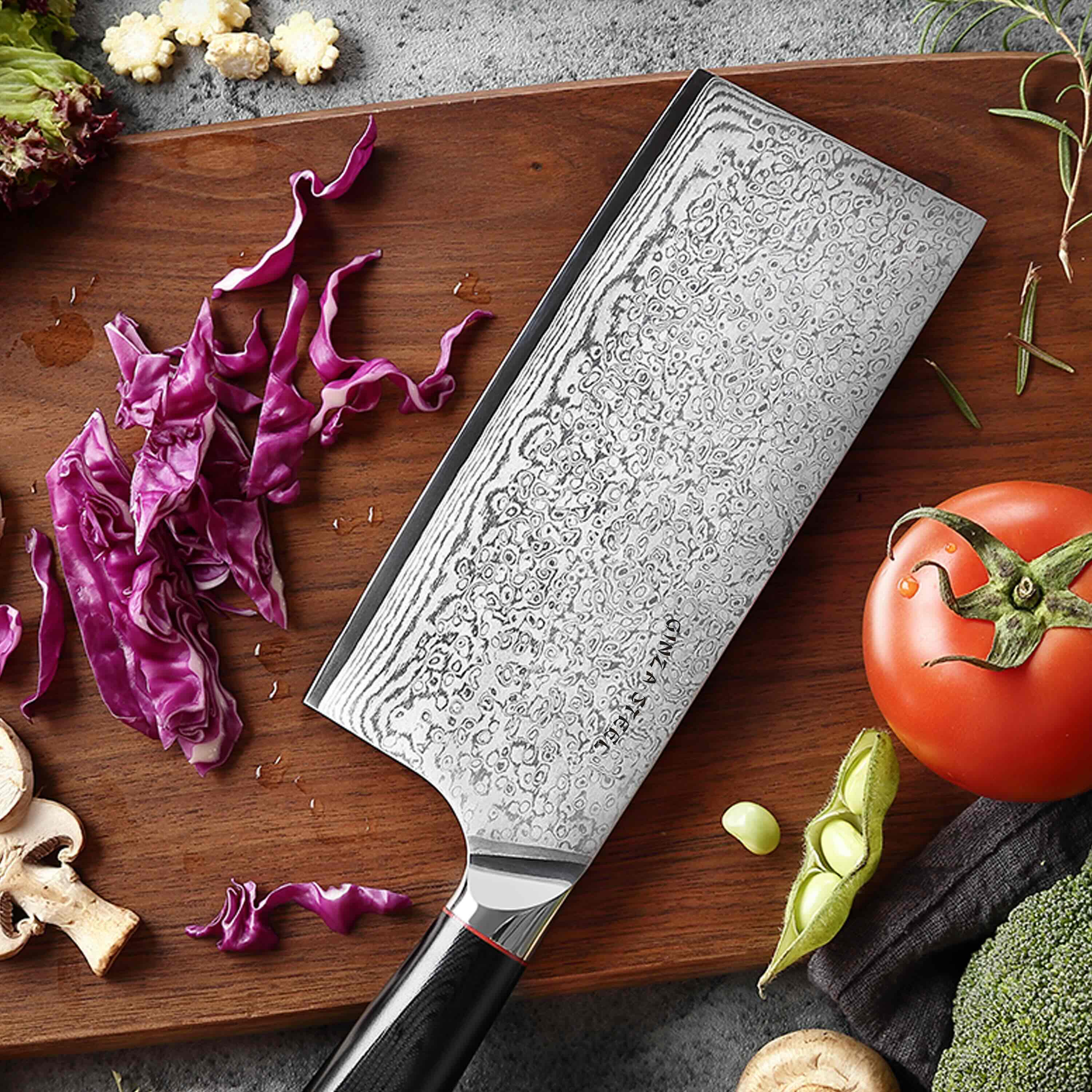 HAGAKURE X | Cleaver Knife 7" Damascus AUS 10 Steel-5