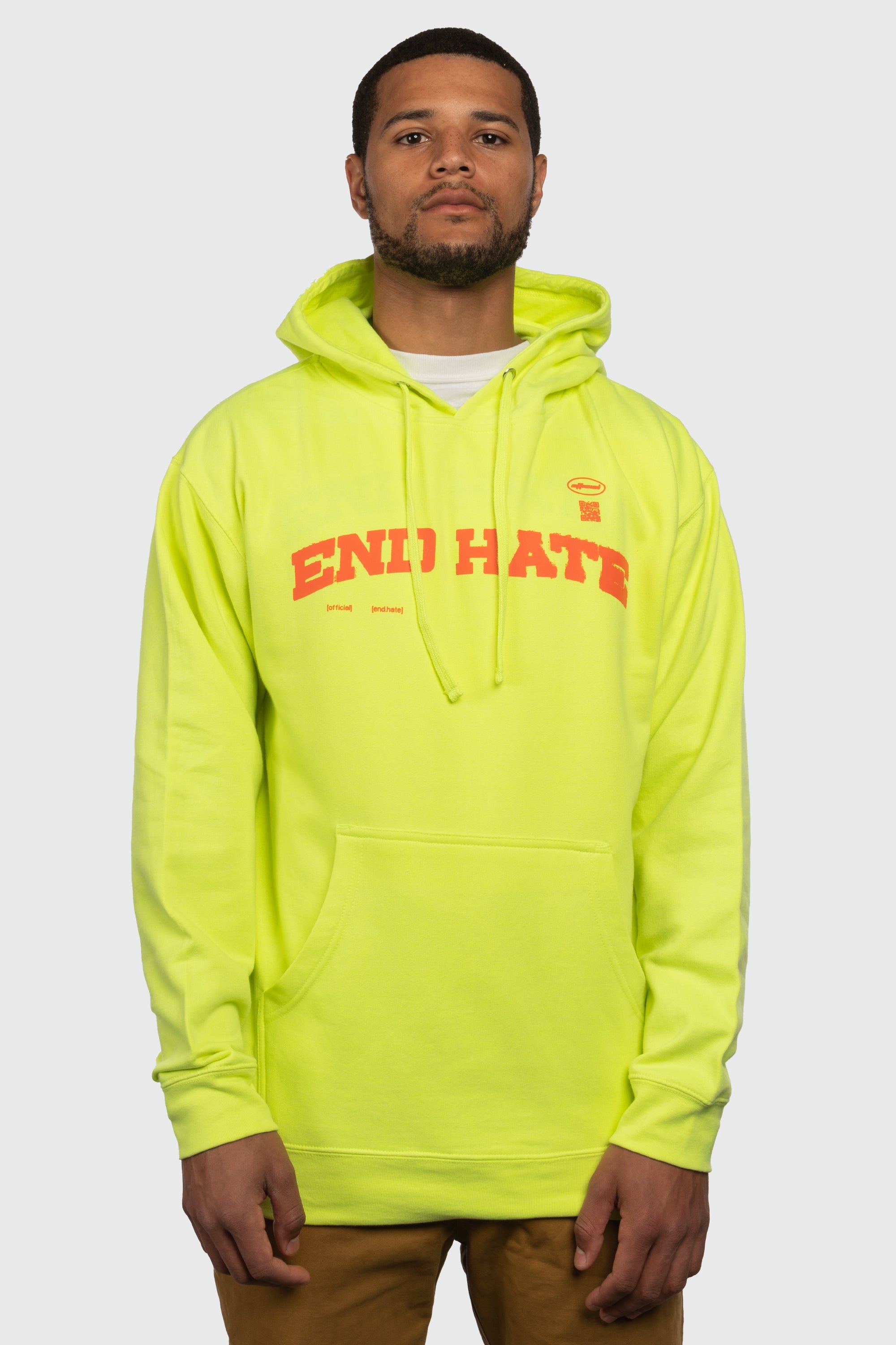 End Hate - Athletic Arc Hooded Sweatshirt (Safety Yellow) by The Official Brand
