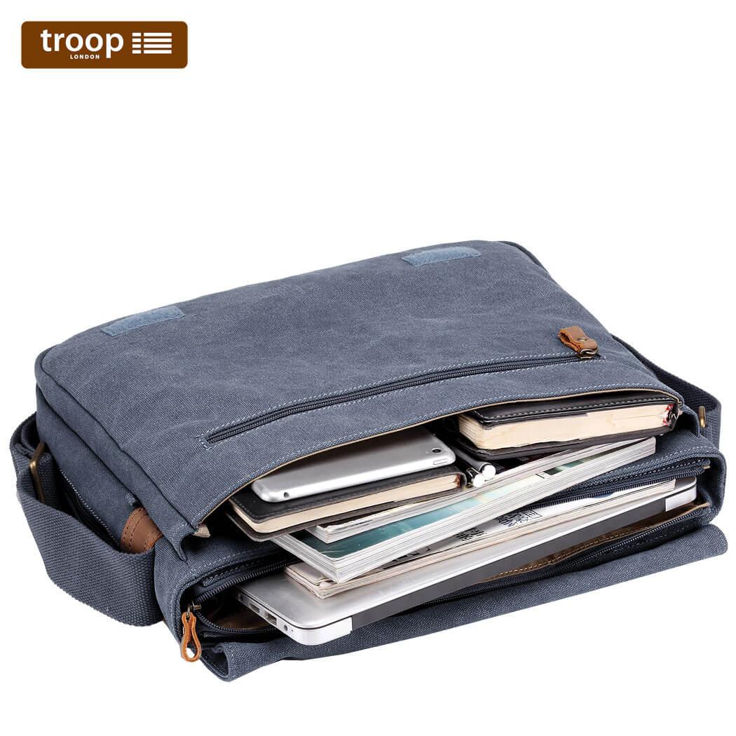 TRP0240 Troop London Classic Canvas Laptop Messenger Bag - 16.5'' Diagonally-5