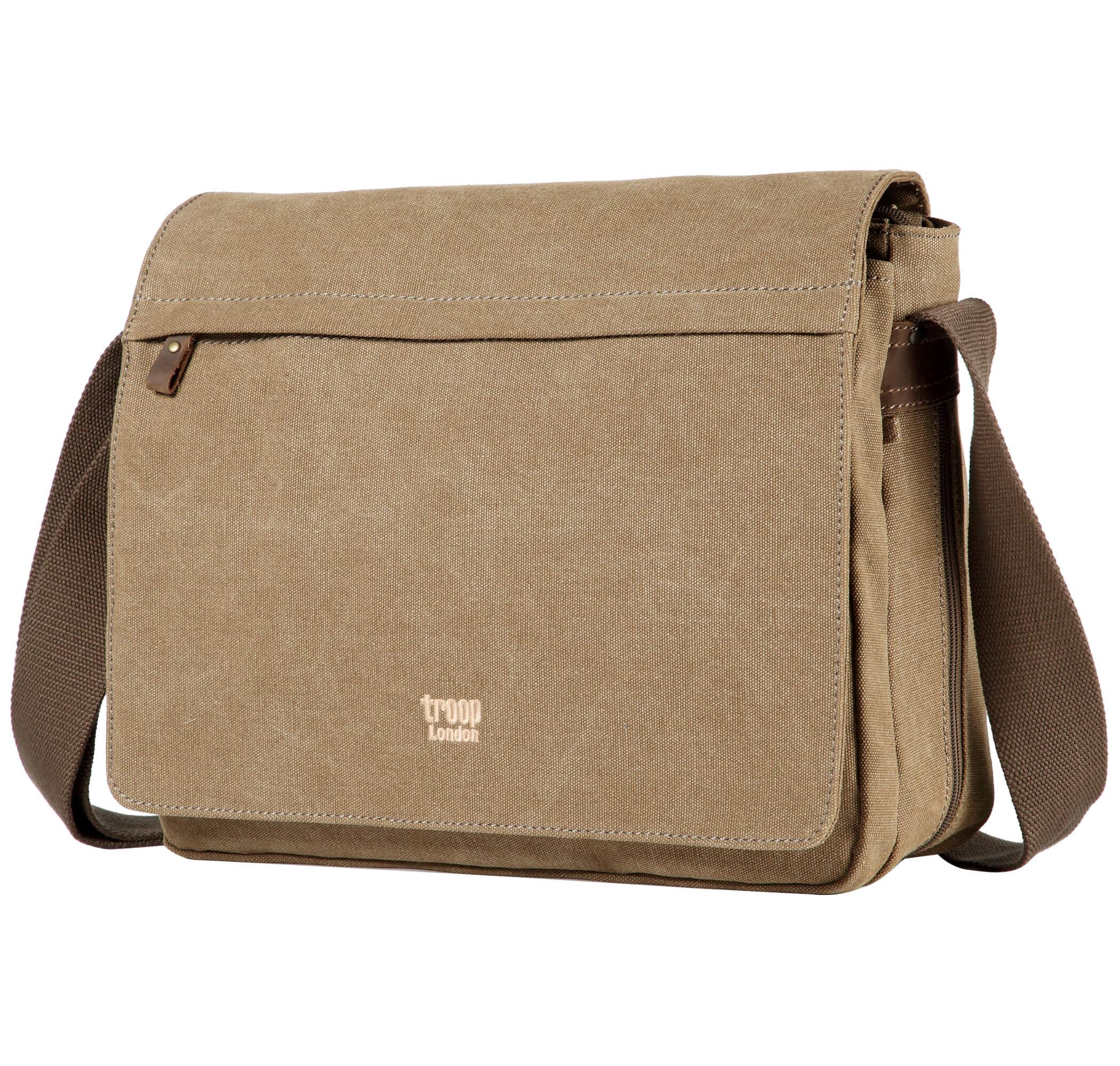 TRP0240 Troop London Classic Canvas Laptop Messenger Bag - 16.5'' Diagonally-15