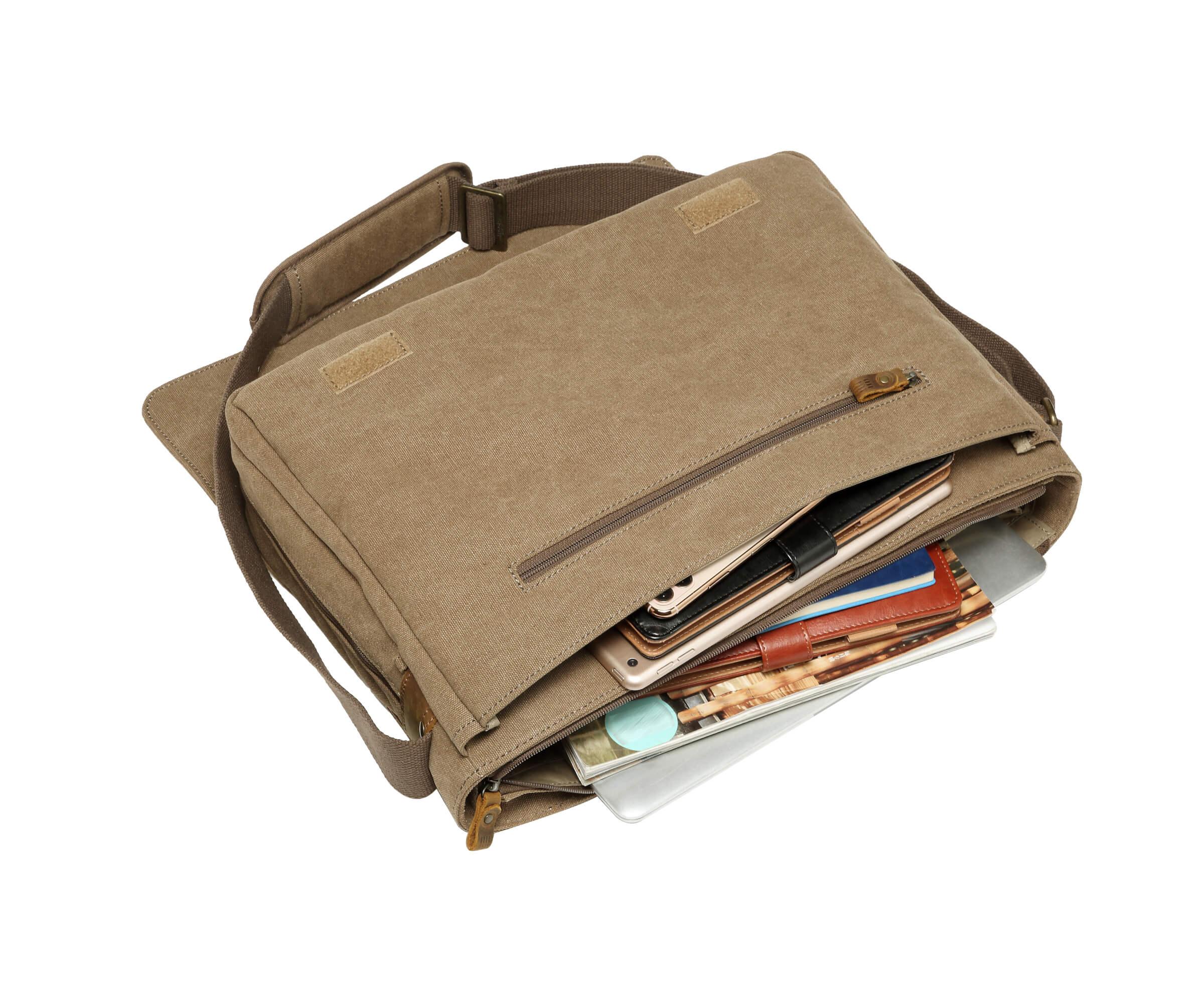 TRP0371 Troop London Classic Canvas Laptop Large Messenger Bag - 18'' Diagonally-26