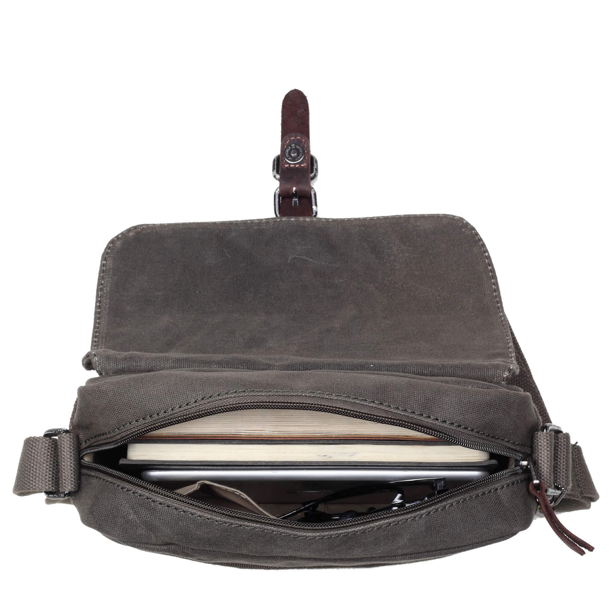 TRP0440 Troop London Heritage Canvas Leather Across body Bag, Small Travel Bag-22