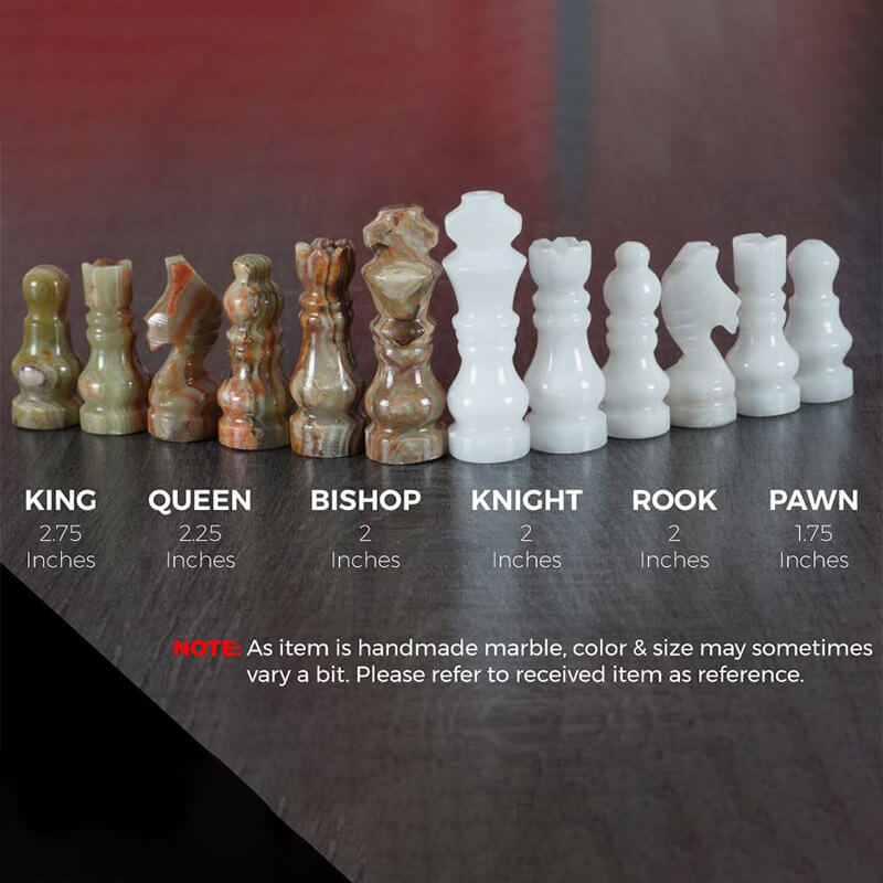 White and Green Onyx 12 Inches High Quality Marble Chess Set-4